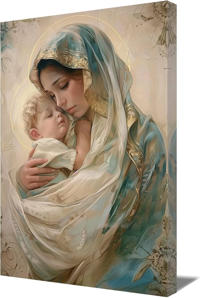 Amazon.co.jp: ZQQART 聖母マリア キャンバスアートプリント 母マリア