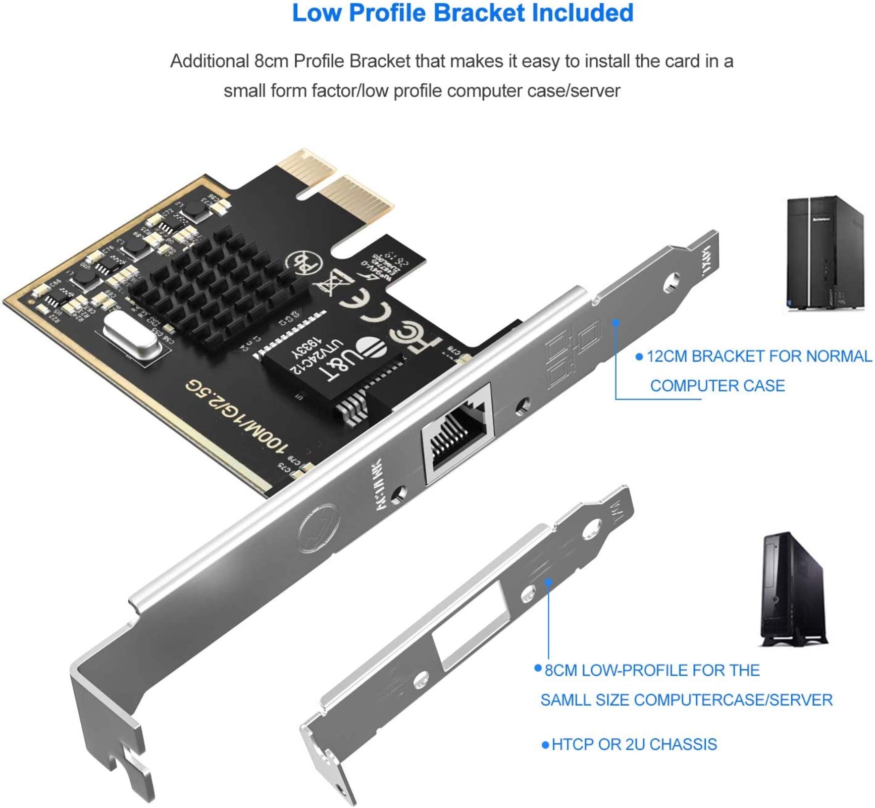 2.5GBaseT PCIe Network Adapter with 1 Port, 2500/1000/100Mbps PCI