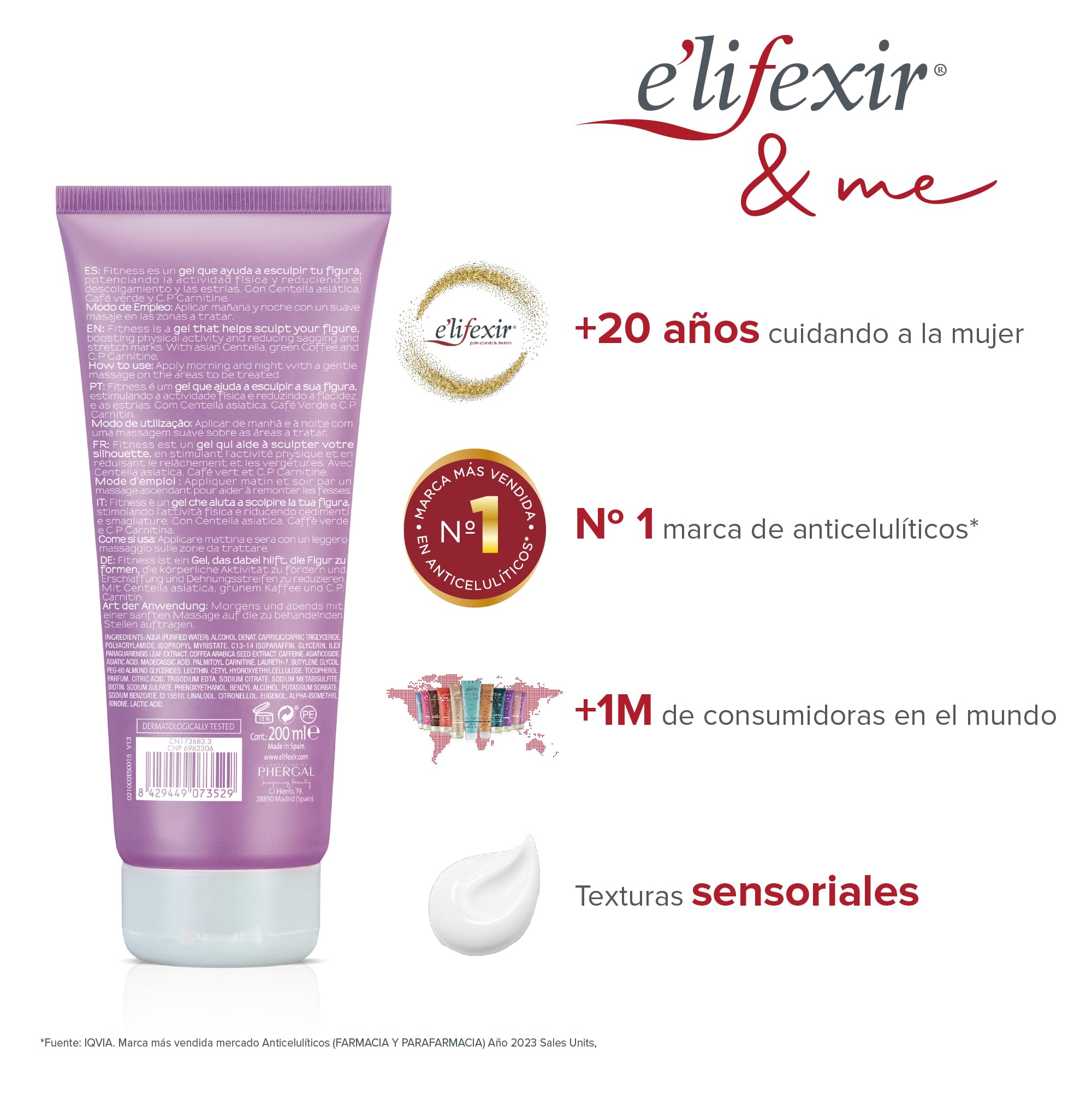 Elifexir Fitness Gel Remoldeador y Reafirmante Corporal, Café Verde, 200 ml