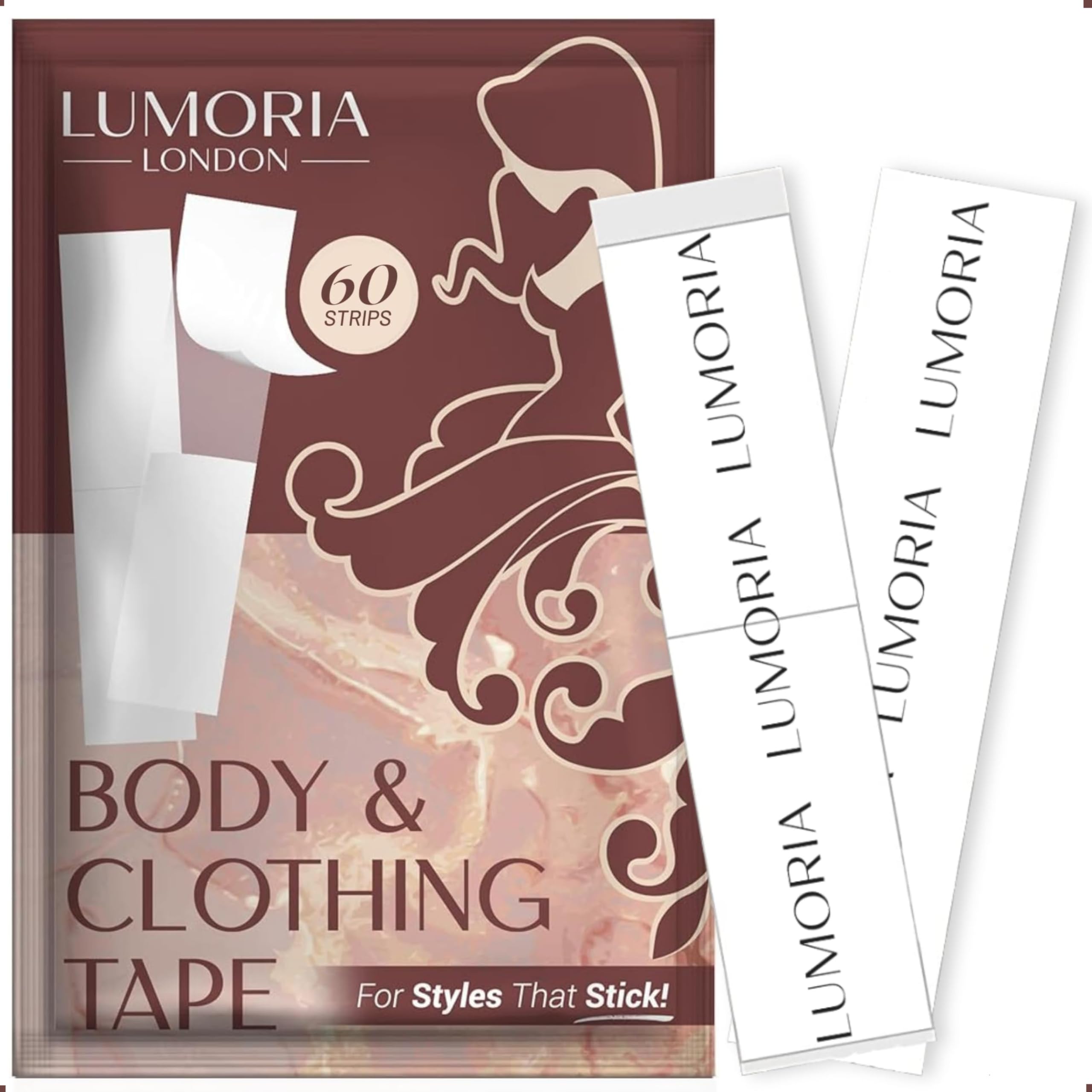 LUMORIA Double Sided Body Tape and Fashion Tape - Tit Tape, Double Sided Tape for Clothes, Clothing Tape, Body Tape Double Sided for All Fabric Type, Extra Adhesive Clothes Tape, Bra Tape