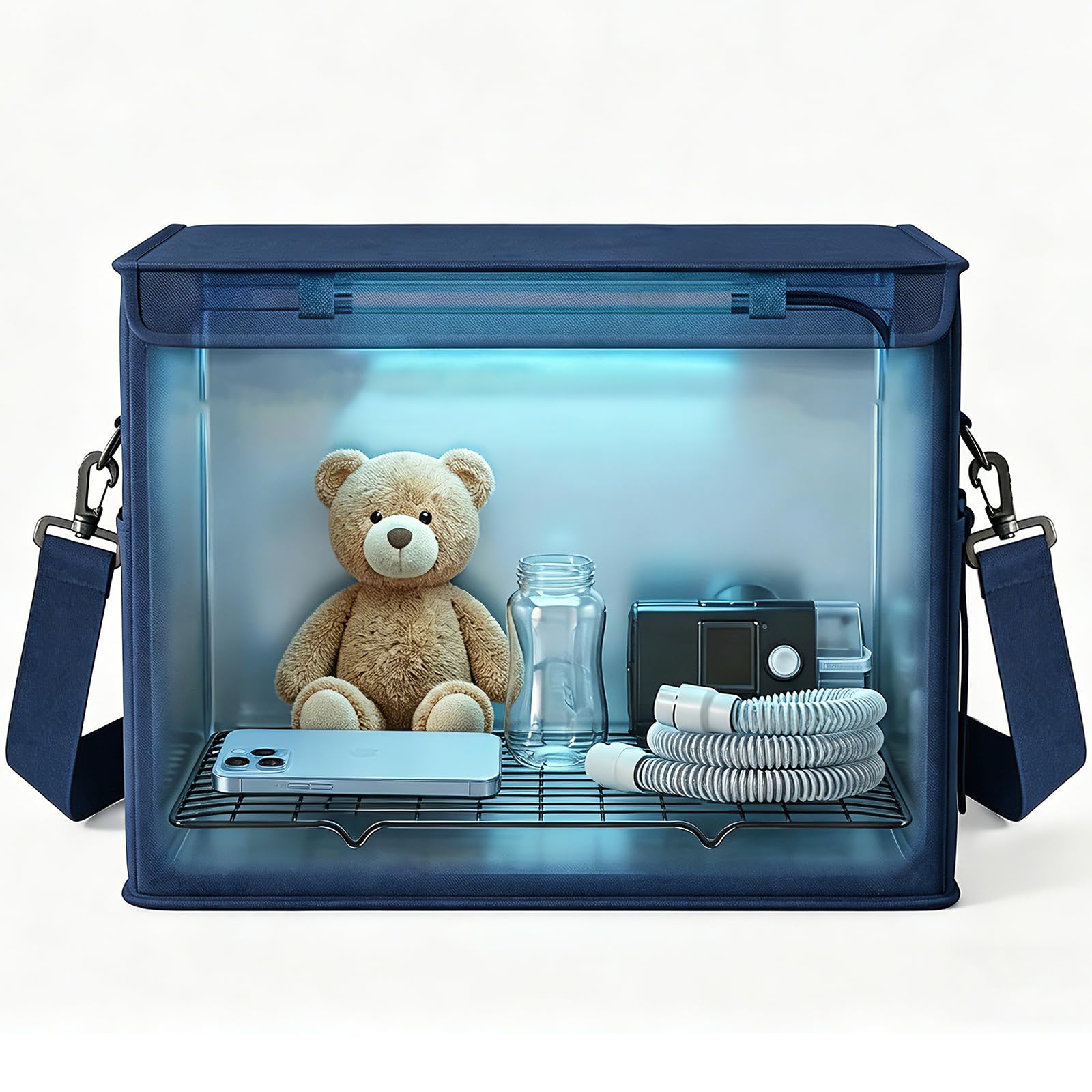 Caja desinfectante de luz UV, plegable, grande, máquina de limpieza y desinfección con temporizador, bolsa de desinfección de luz UVC para el hogar para teléfono celular, auriculares