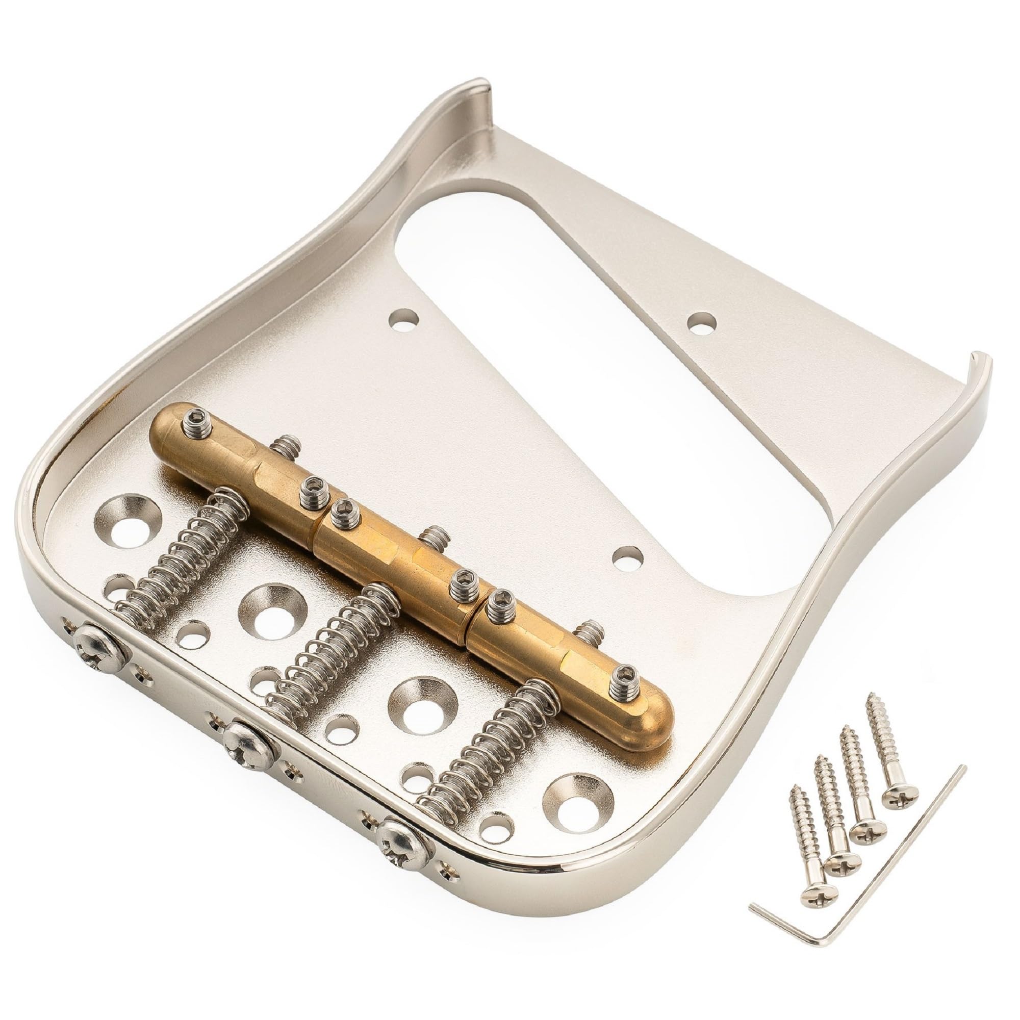 Set Di 3 Sellette Filettate In Ottone Per Chitarra Fender Tele | Vintage, Zigrinate, Con Viti In Nickel
