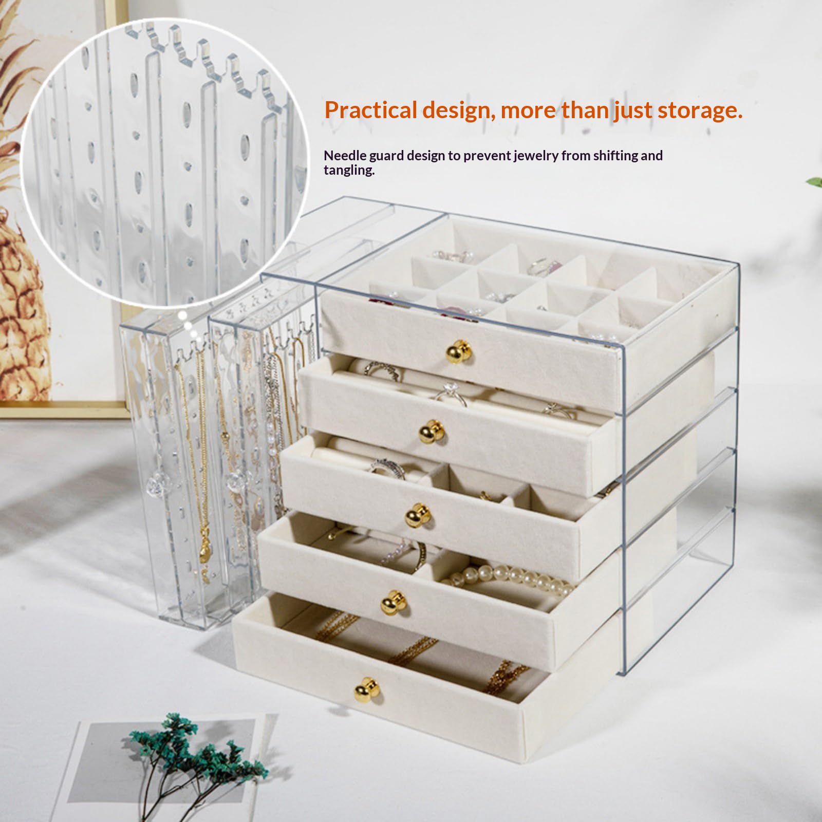 Custodia per gioielli in acrilico impermeabile antipolvere con coperchio sicuro sigillato organizer antipolvere per vari accessori Custodia per gioielli in acrilico