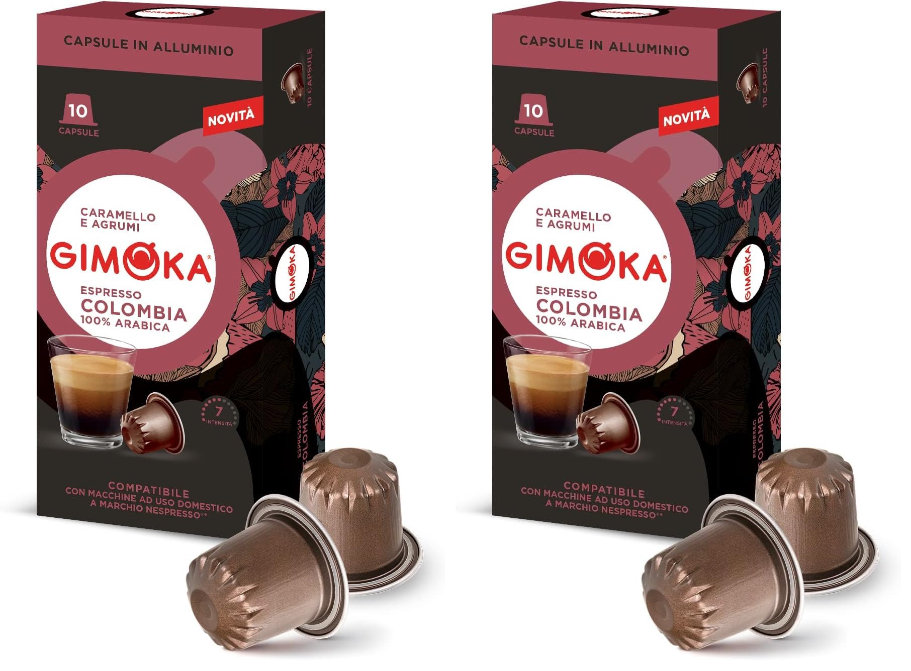 Gimoka Mezcla de Café Espresso Colombia 100% Arabica, intensidad 7/13-100 Cápsulas de Aluminio Compatibles con Máquinas de Café Nespresso* para uso doméstico, Producido en Italia, 10 paquetes de 10