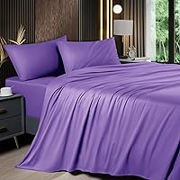 Vista 34 de Shilucheng - Juego de sábanas de 4 piezas, sábanas refrescantes, transpirables y suaves de mezcla de rayón derivado de bambú y con bolsillo profundo