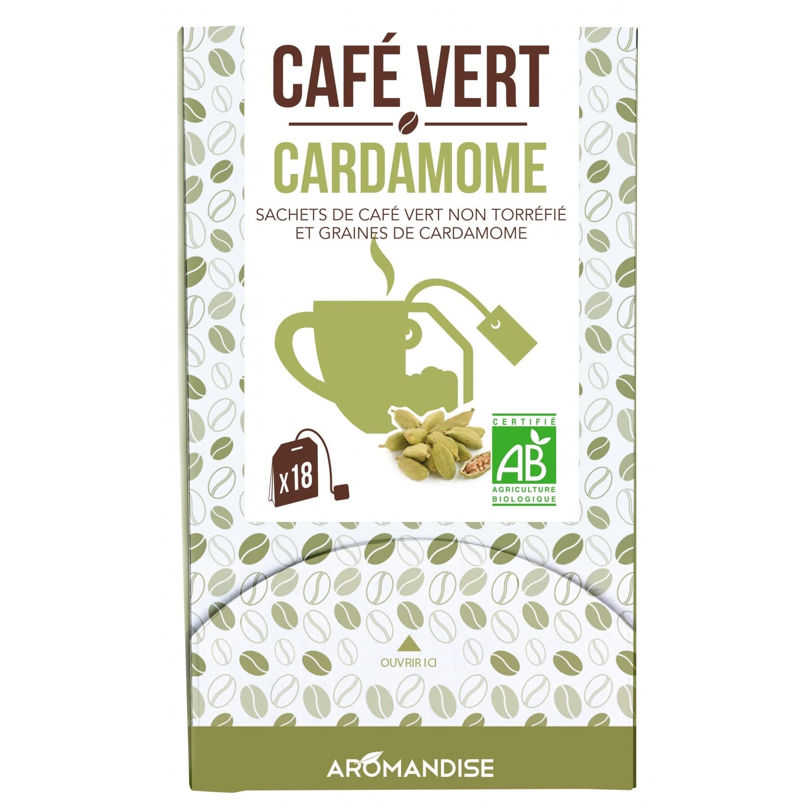 Café Vert Cardamome - 18 sachets - Aromandise
