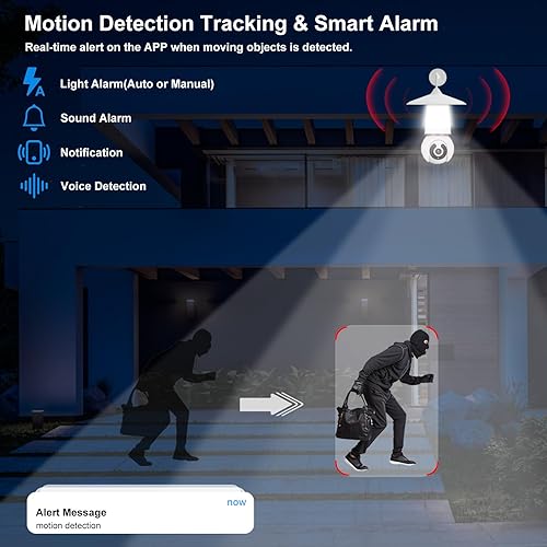 Miniatura 6 de VERYHDSN Cámara de seguridad con bombilla de 2K, WiFi de 2.4G y 5Ghz, cámara de seguridad de 360, inalámbrica para interiores con luz LED,