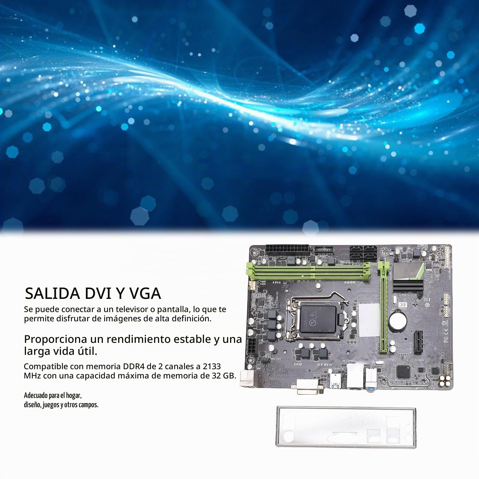 Elprico Placa Base Micro ATX, LGA 1151, DDR4 hasta 2133 MHz, Compatible con Procesadores Core I7 I5 I3 de 6.ª y 7.ª Generación, Placa Base para PC con 6 Puertos USB3.0 y 6 Puertos
