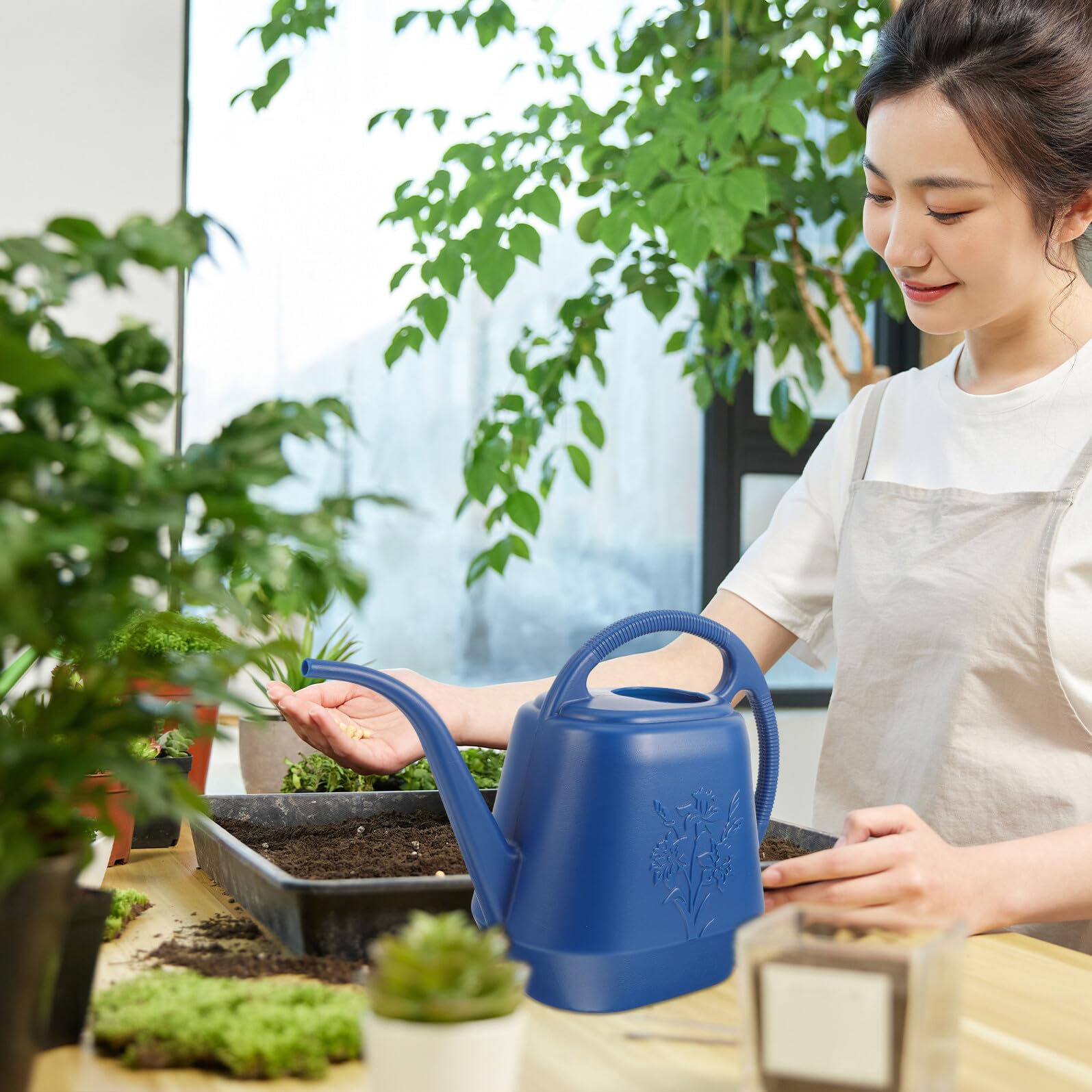 Regadera de Jardín de Plástico Azul 4l Mango Ergonómico
