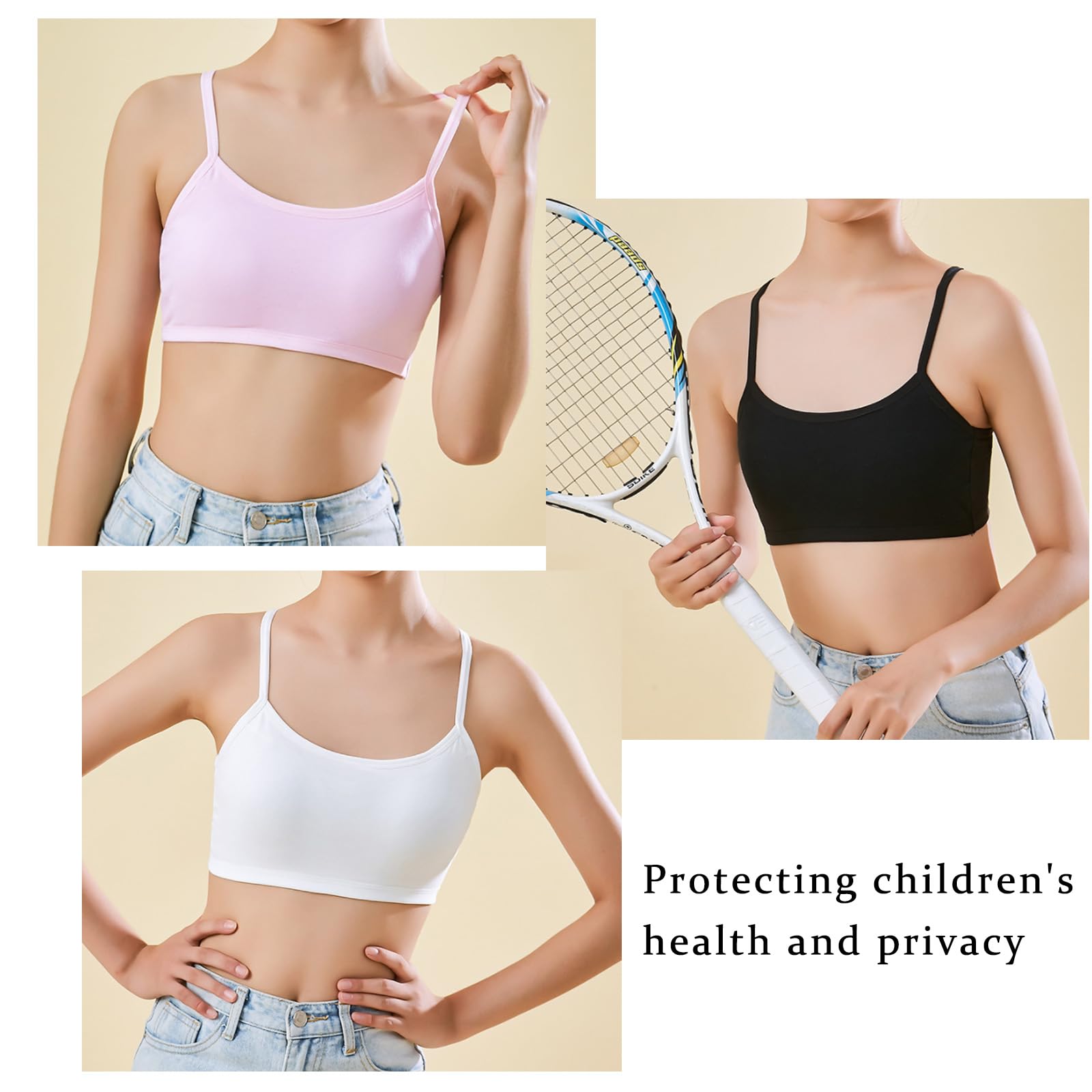Sujetador Deportivo para Niñas 4 Piezas Algodón Top