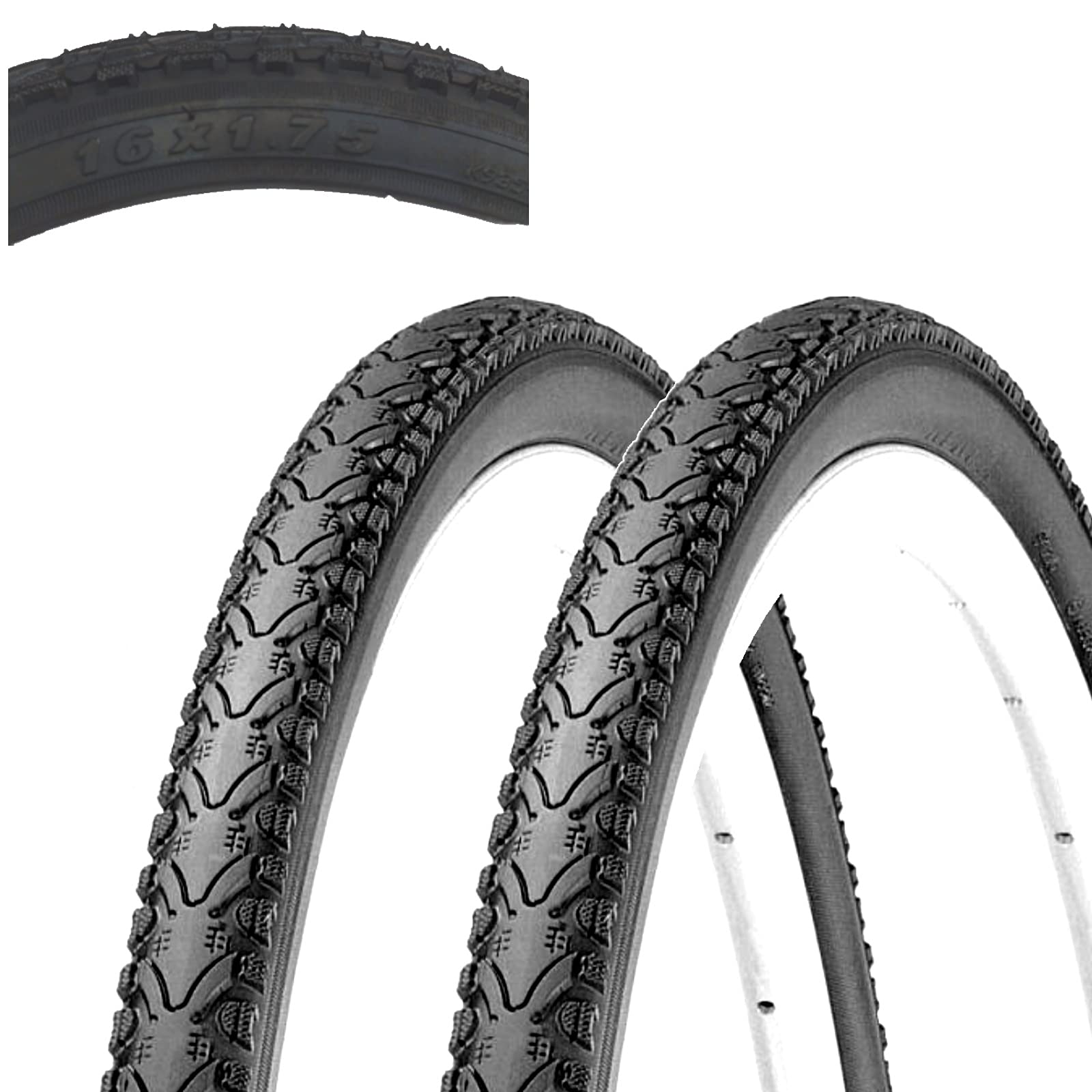 Demi Slick fietsbanden, 2 stuks, 16 x 1,75 (47-305) voor kinderfiets, zwart, van rubber