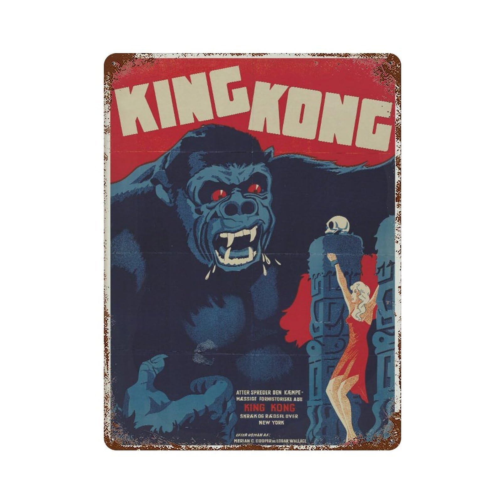 xiaoxiaoshen King Kong Retro Movie Danish Cinema Wall Decor Art Metal Tin Poster Modern Home Decor Art Home Bar Shop Decorations Vintage Sign 40x30cm
