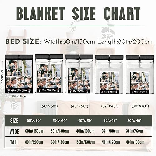 Miniatura 3 de Manta personalizada con imagen, manta de forro polar suave personalizada con fotos, regalos de texto para aniversario, cumpleaños, mantas