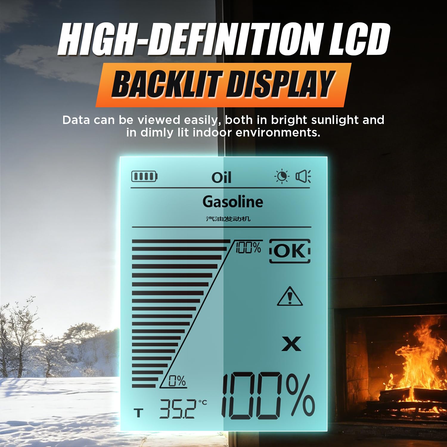 Probador de aceite de motor, probador de calidad de aceite de motor diésel y gasolina, sonda extendida de 50 pulgadas y respuesta rápida, analizador profesional de aceite de motor con pantalla LCD de
