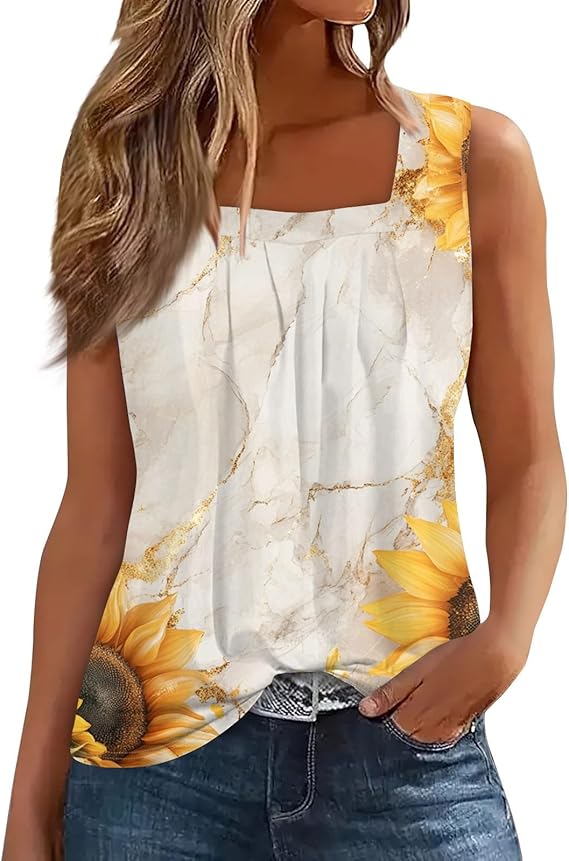 Spring Summer Plus Size Dressy Tank Tops for Women 2025 Womens Workout Floral Boho Beach Sleeveless Shirts Blouses