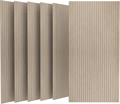UMIACOUSTICS- Paquete de 6 paneles acústicos decorativos, 48 x 24 x 0.4 pulgadas, absorción de sonido, cancelación de ruido, ranura equidistante,
