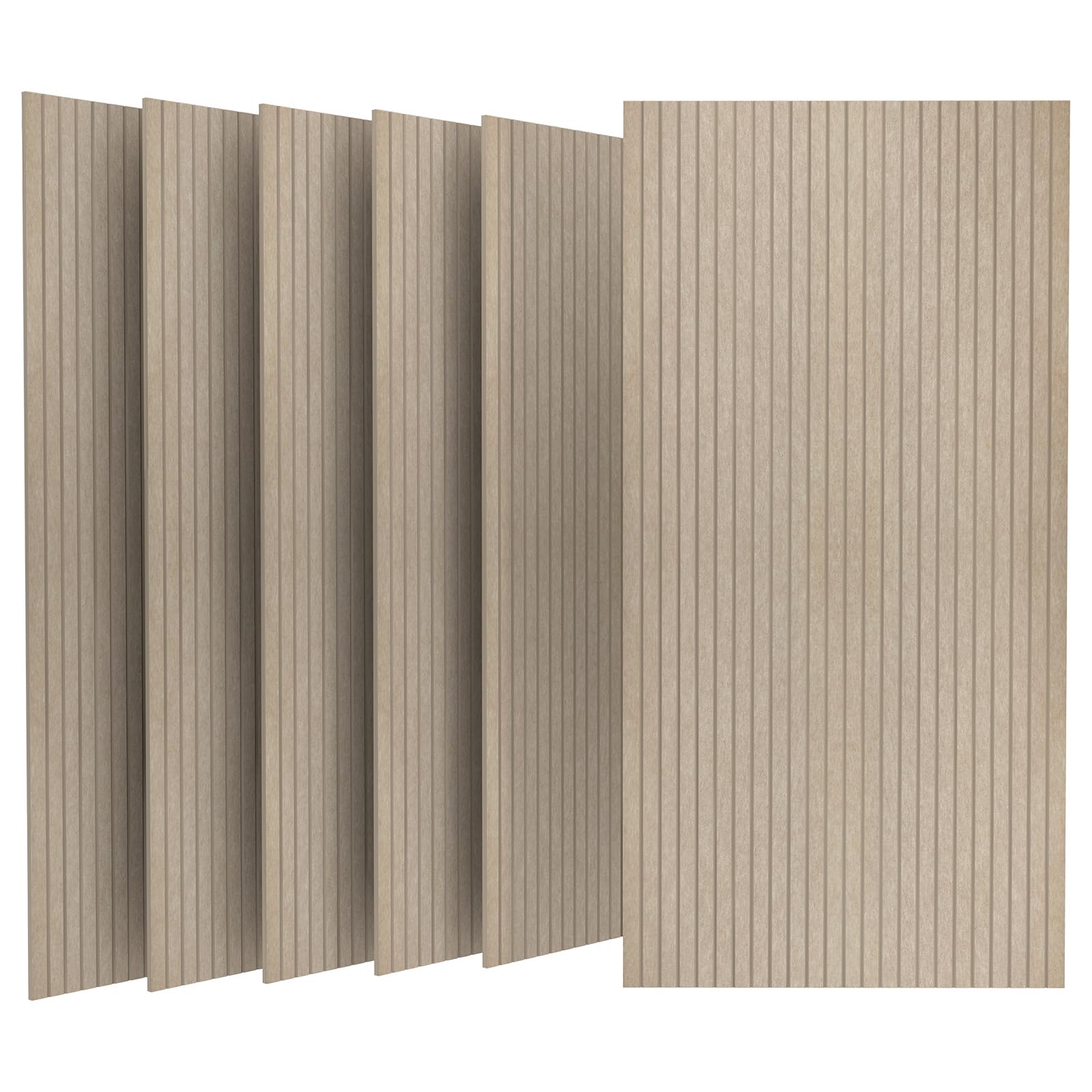 UMIACOUSTICS6 Packs Acoustic Panel,48 x 24 x 0.4 Inches Sound Absorbing Door Panel,Decorative Noise Canceling Wall Panels Equidistant Slot for Room,Home Theater,Studio (Light Tan)