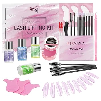 PERMANIA Eyelash Lift Kit, Professional Lash Lift Kit for Natural Curl Last up to 4 Weeks Salon Grade Brow Lamination Kit Lash Lift Glue Balm