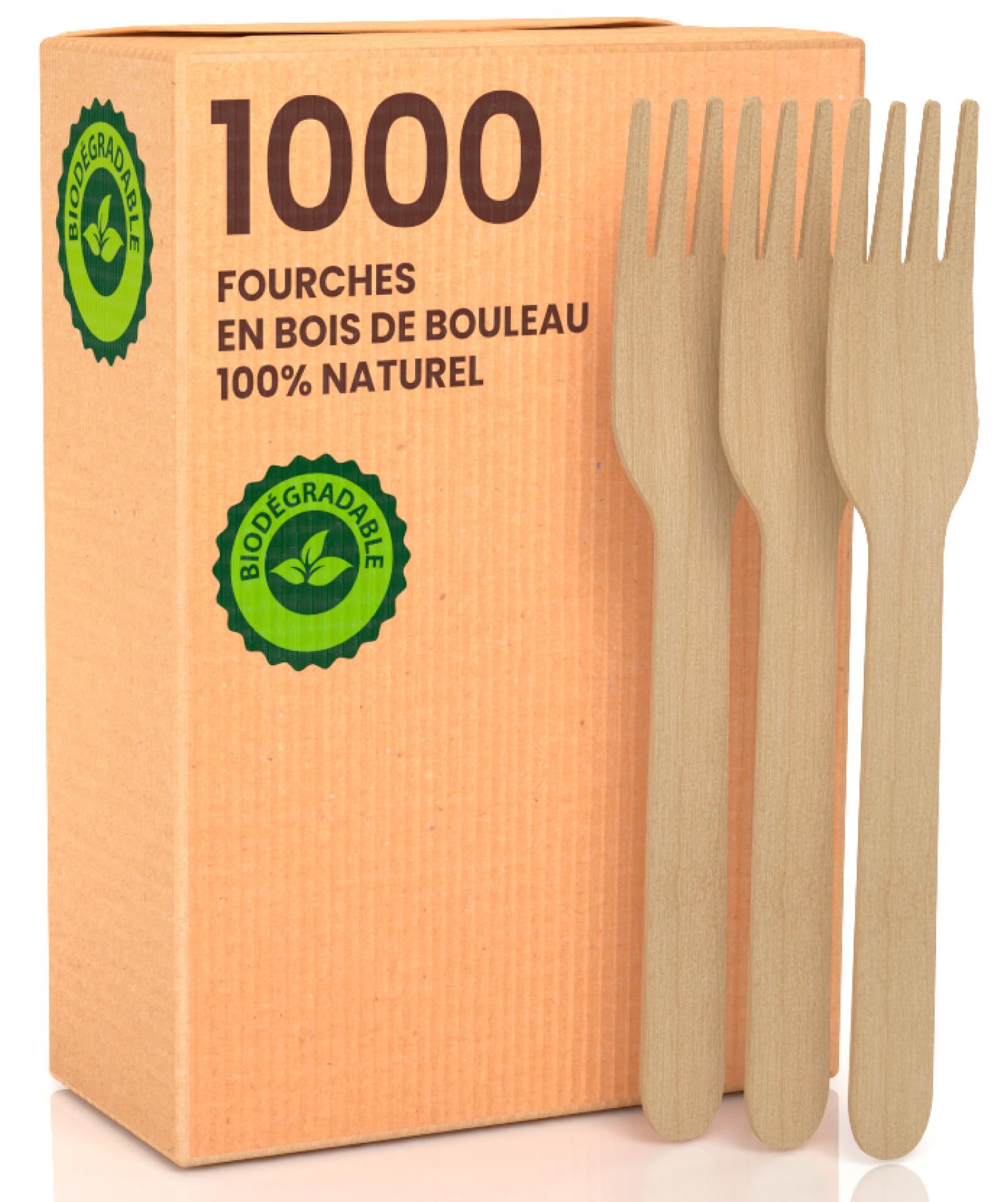 Fourchettes en bois biodégradables pour pique-nique et grands buffets de 1000 couverts
