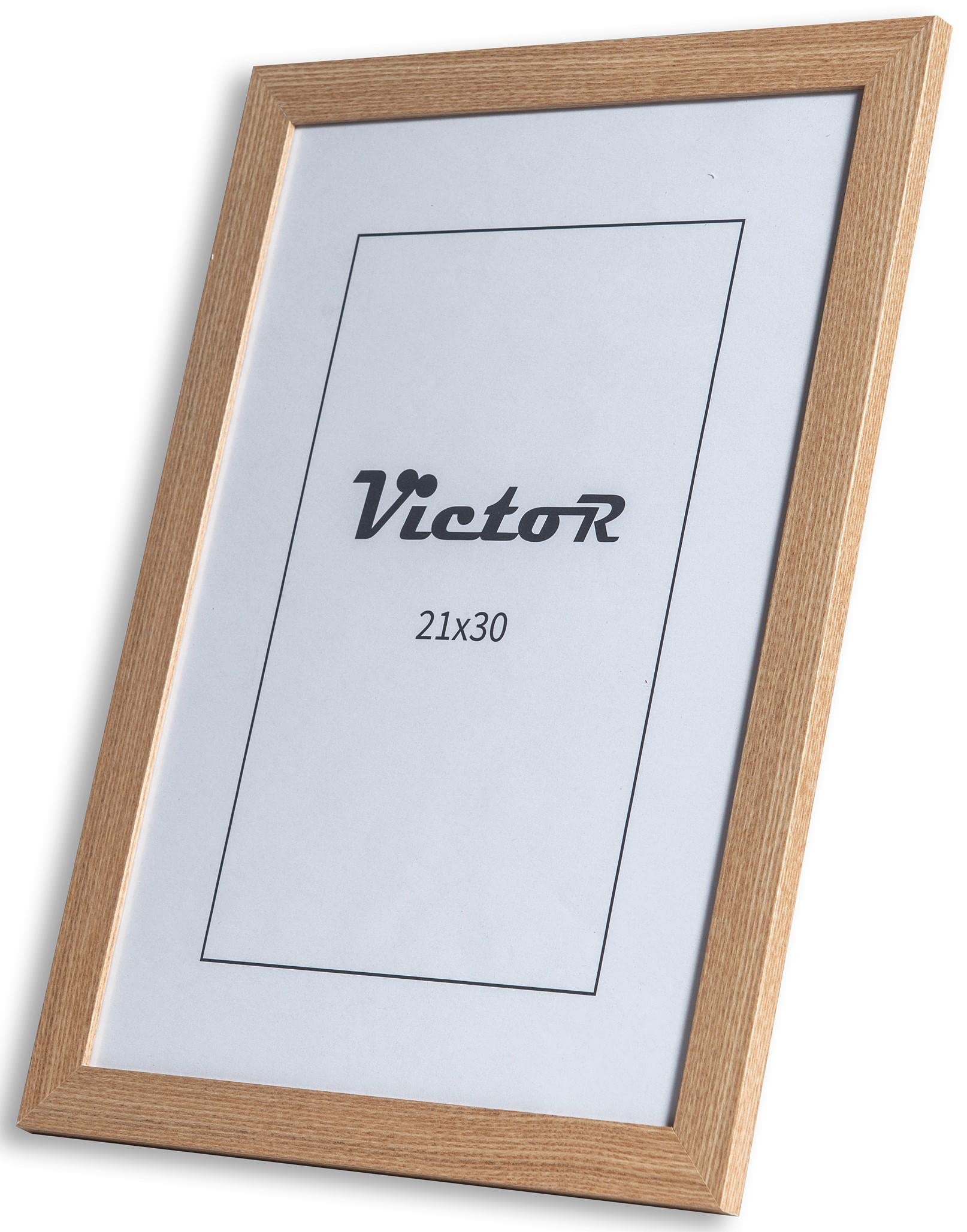VictoR Bilderrahmen Dix 3er Set 21x30 cm (A4) in beige - moderner Holzrahmen mit bruchsicherem Acrylglas - Bilderrahmen A4 beige - Fotorahmen Holz