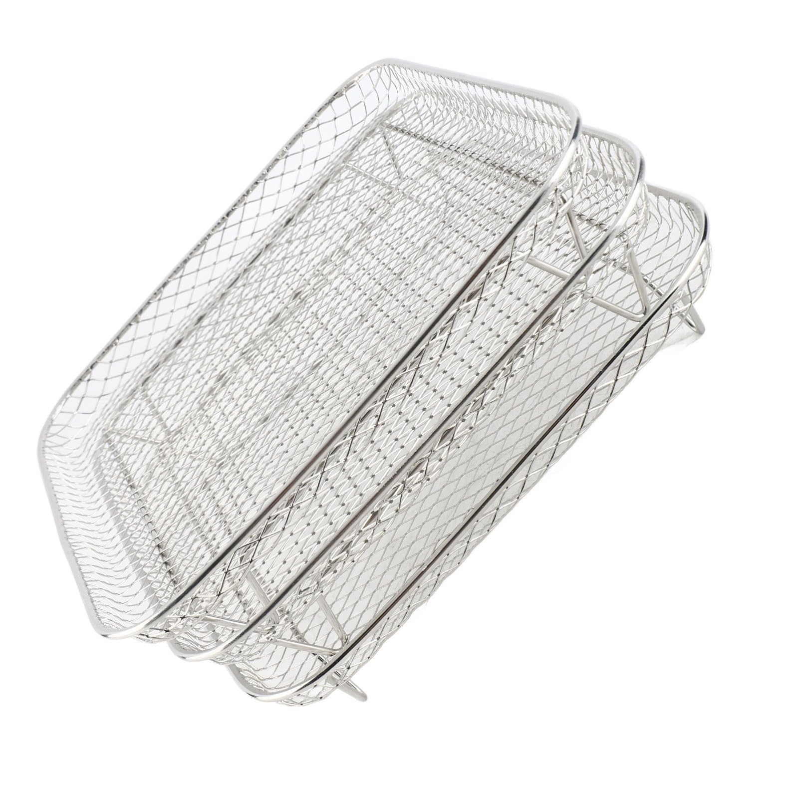 Rejilla para freidora cuadrada de 3 capas, apta para lavavajillas, freidora de acero inoxidable SUS304, accesorio para freír y hornear tareas de cocina