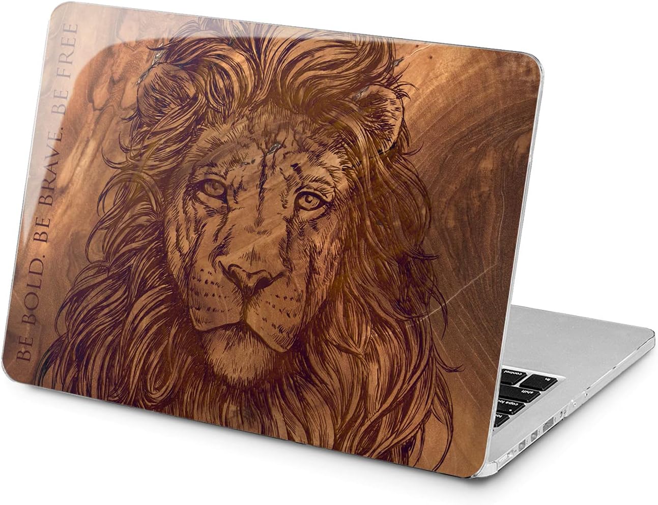 Hard Case Compatible for MacBook Pro 16 14 M3 M2 2023 M1 Pro 13 2022 Air 13 2021 Retina 2020 Mac 11 12 Quote Animal Nature Men Saying Print Brown Design Lion Laptop Wooden Protective Cover