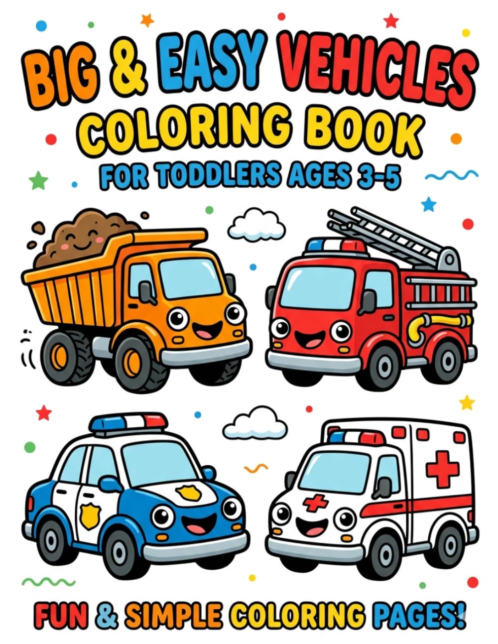 BIG & EASY VEHICLES COLORING BOOK: FOR TODDLERS AGES 3-5