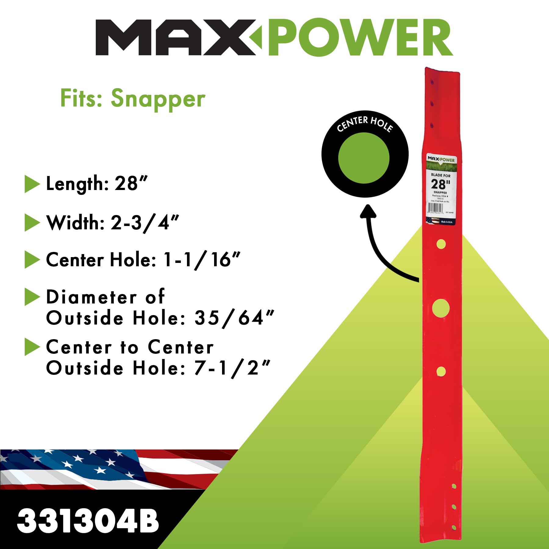 Maxpower 331304 Hoja para 28" Cut Snapper sustituye a 19515/7019515