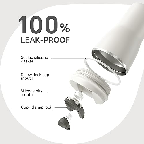 Miniatura 5 de Ideus - Vaso térmico con tapa y popote de 14 oz, vaso para café de viaje con aislamiento al vacío de doble pared a prueba de fugas de acero