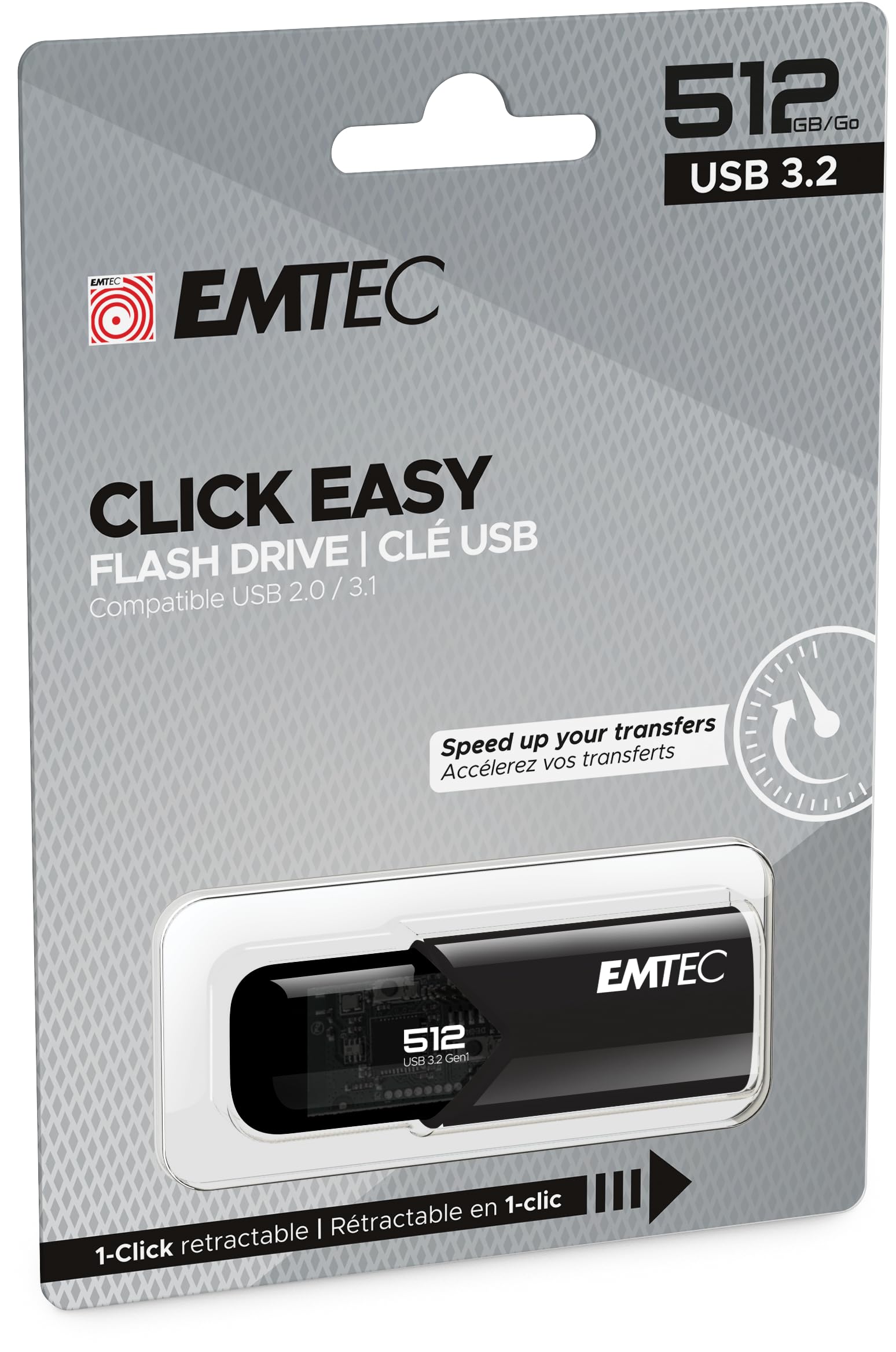 Emtec B110 Click Easy 3.2 Unidad Flash USB 512 GB USB Tipo A 3.2 Gen 2 (3.1 Gen 2) Negro