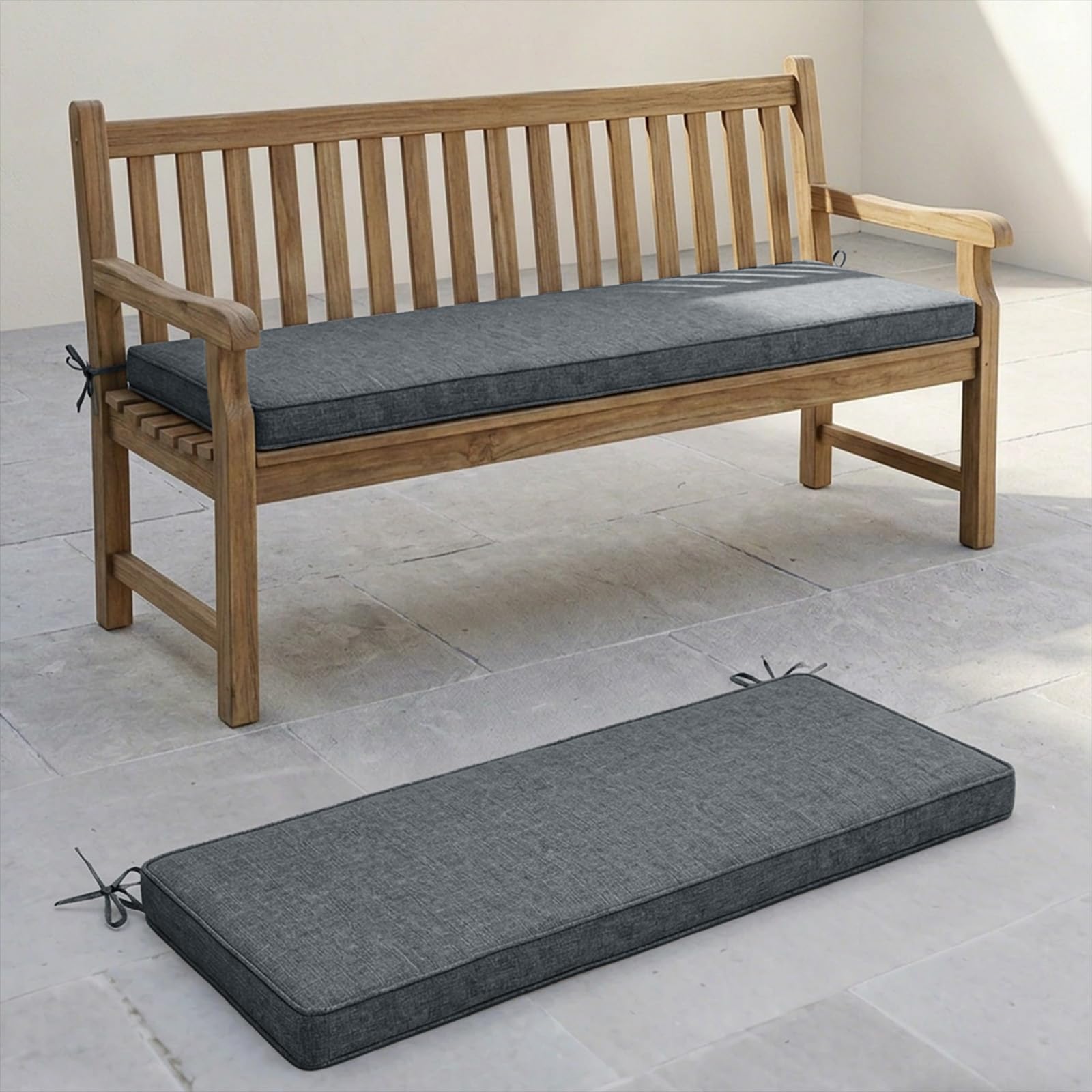 Aocase Indoor Bench Cushion, Non-Slip Linen Seat Pad with Removable Zipper Cover 65x30cm, Long Chair Cushion for Bay Window, Shoe Bench Rack, Porch Swing and Piano, Dining Entryway Bench,Gray-Blue