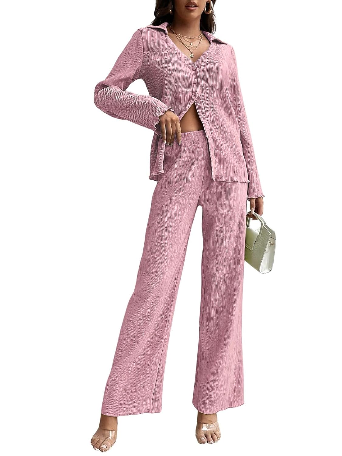 GRECIILOOKS Co Ord Set for Women Stylish | Trendy Poly Lycra Textured Blend Pajama Set | Trendy Korean Winter Travel Outfit | Lightweight Two Piece Pajama Set for Beach & Holiday Look GRECIILOOKS Co Ord Set for Women Stylish | Trendy Poly Lycra Textured Blend Pajama Set | Trendy Korean Winter Travel Outfit | Lightweight Two Piece Pajama Set for Beach & Holiday Look