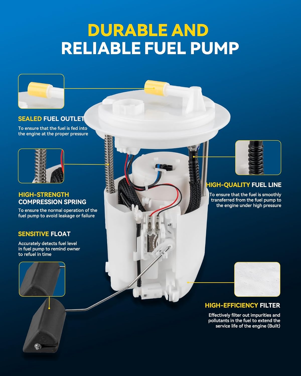 PHILTOP Electric Fuel Pump Assembly Compatible with 2008-2014 Dodge Avenger, 2011-2014 Chrysler 200, 2007-2010 Chrysler Sebring, FG1139