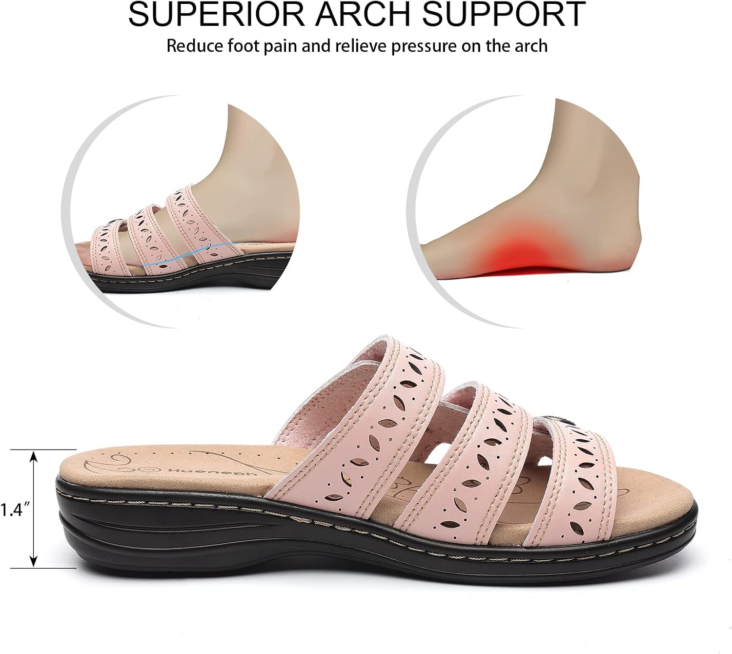 Women's Comfort Leather Slides Lightweight Flat Sandals Cute Slip On Casual Walking Slippers