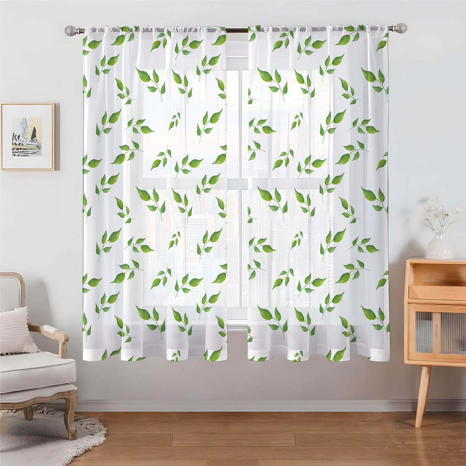 Odot Vorhänge Mit Schmetterlings-Muster - Halbtransparent 130x183cm 2er Set