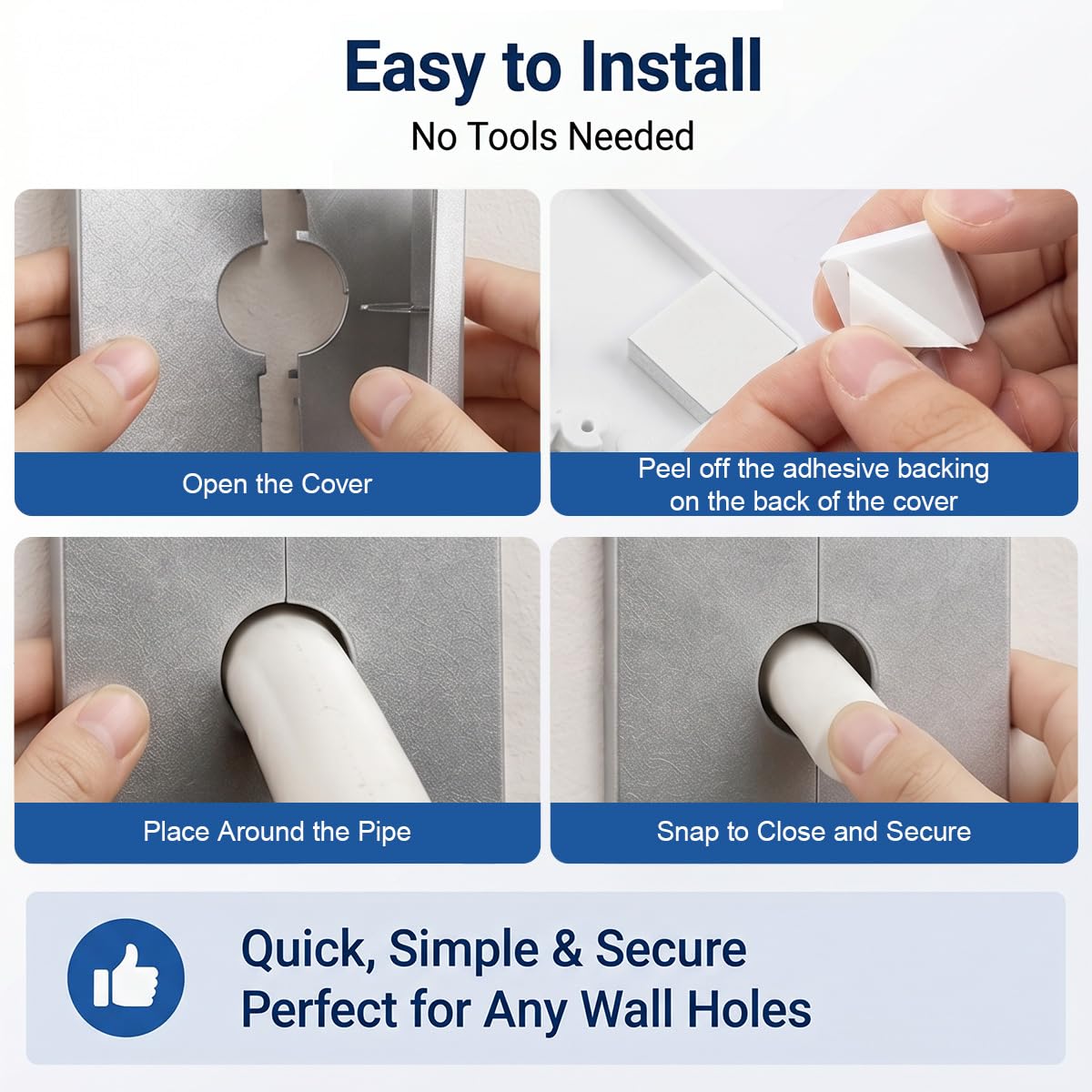 Roseta para Mezclador de Ducha 22mm, Tapa para Tubería de Radiador Cuadrada, Placa de Pared Autoadhesiva para Agujeros en Pared, Acabado Cromado Plateado, Lote de 4 Piezas para Grifo