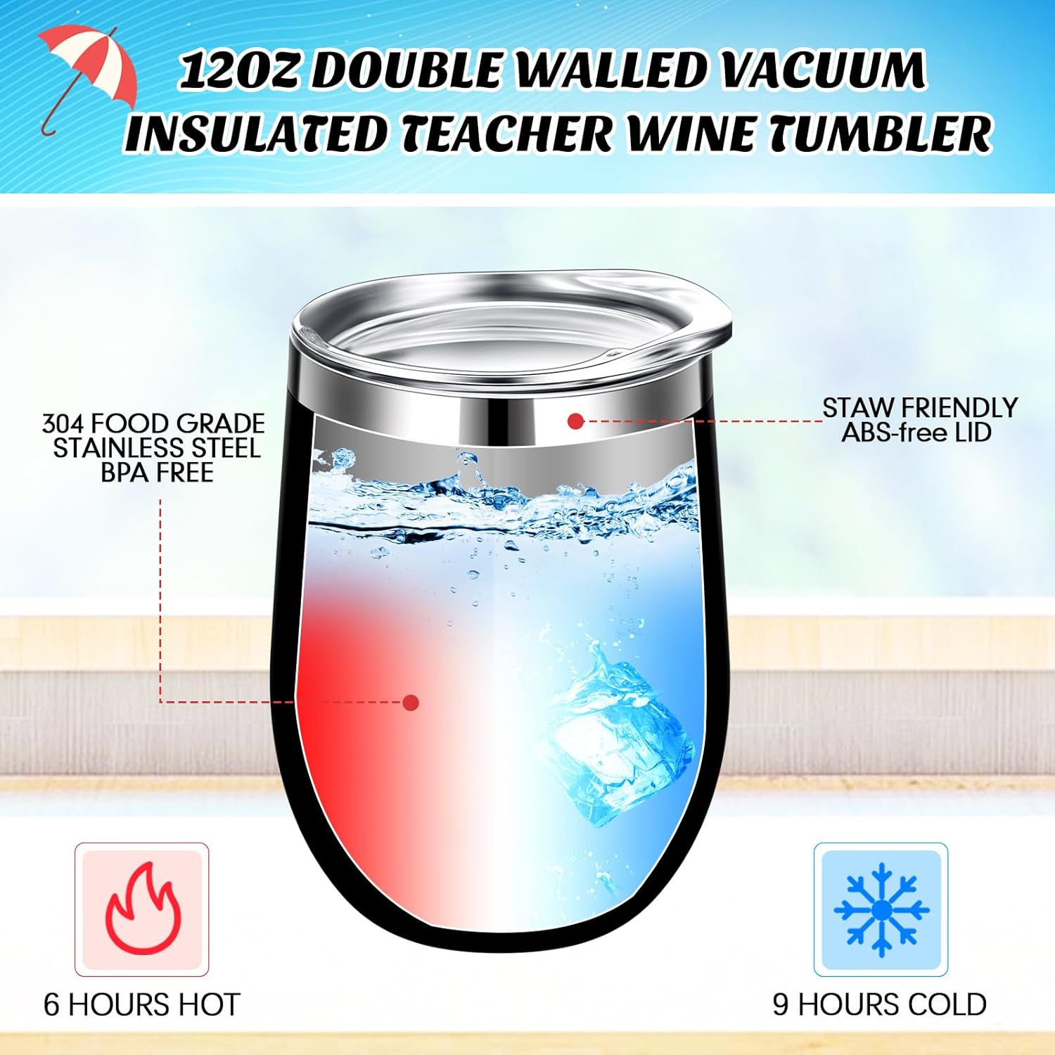 24 Pcs Teacher Appreciation Gift Sets 12 Oz Teacher Wine Tumbler for Women Thank You Birthday Graduation Gifts 12 Best Ever Cup and 12 Keychain(Black)