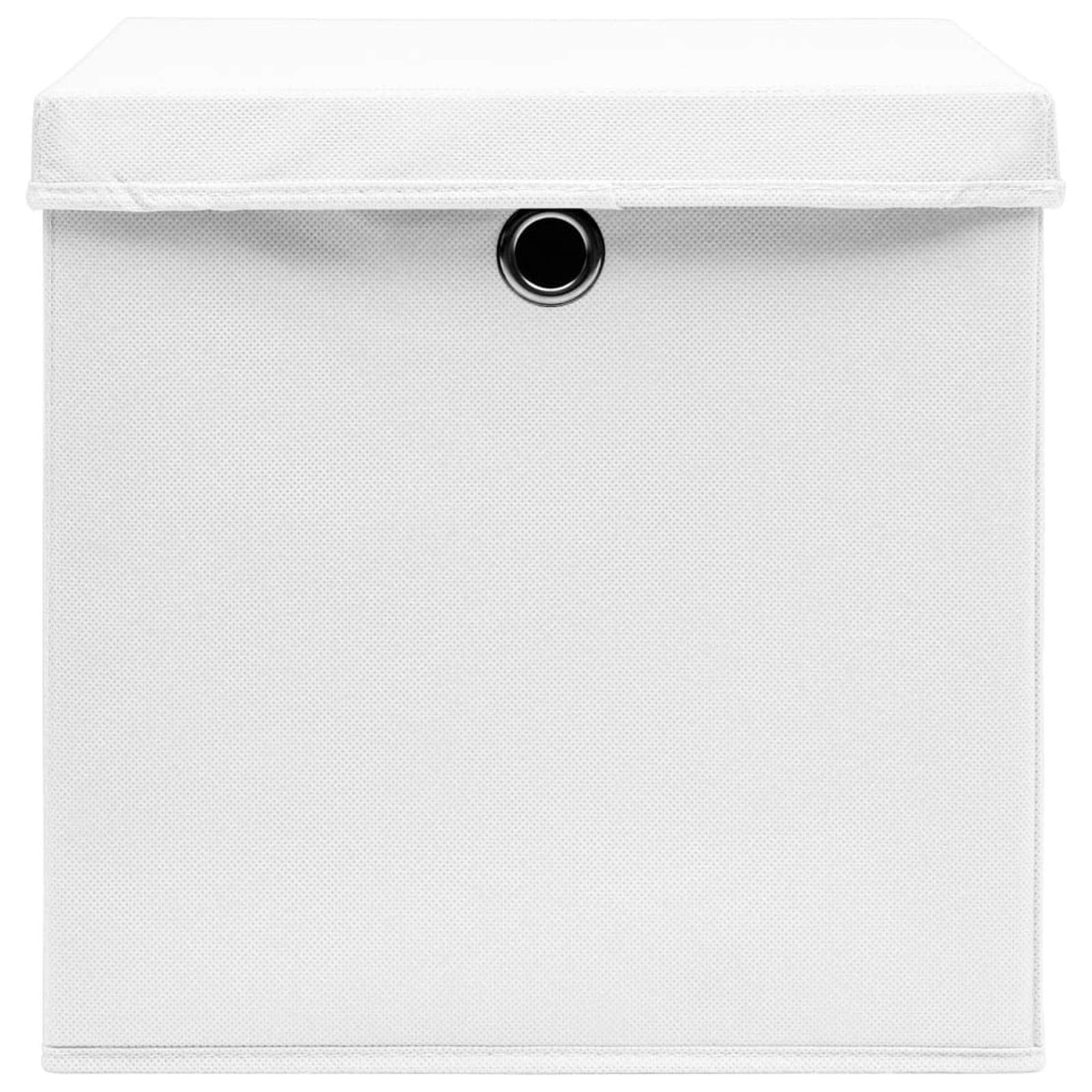 Tidyard 10 STK. Aufbewahrungsbox mit Deckeln Zusammenklappbar Spielkiste Regalkorb Faltkiste Korb Kinderbox Faltbox Box Kiste Vliesstoff 28x28x28 cm Weiß