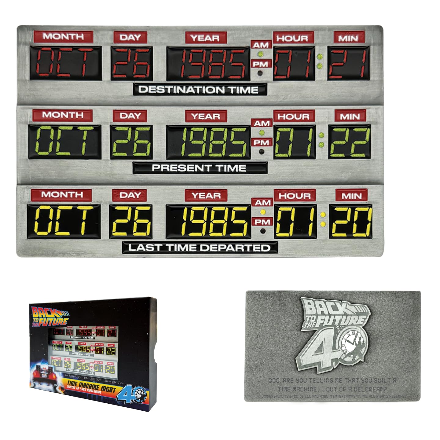 Universal Pictures Brown Back To The Future 40Th Anniversary Time Circuits Ingot Replica