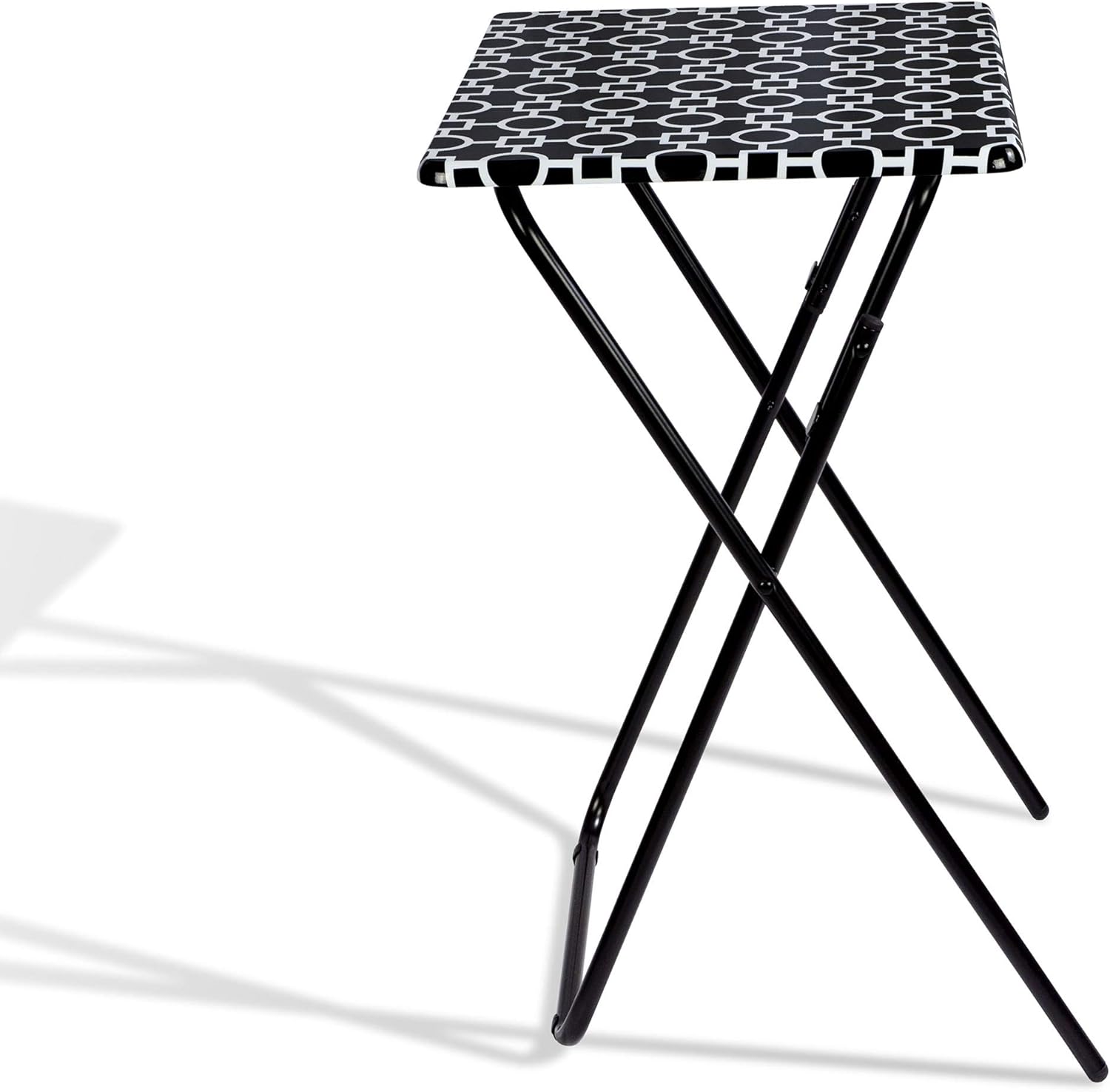 Atlantic Park Place Portable Folding TV Trays, Sturdy MDF/Laminated Top, 2-pc Set, PN 38435927 - Black and White : Home & Kitchen