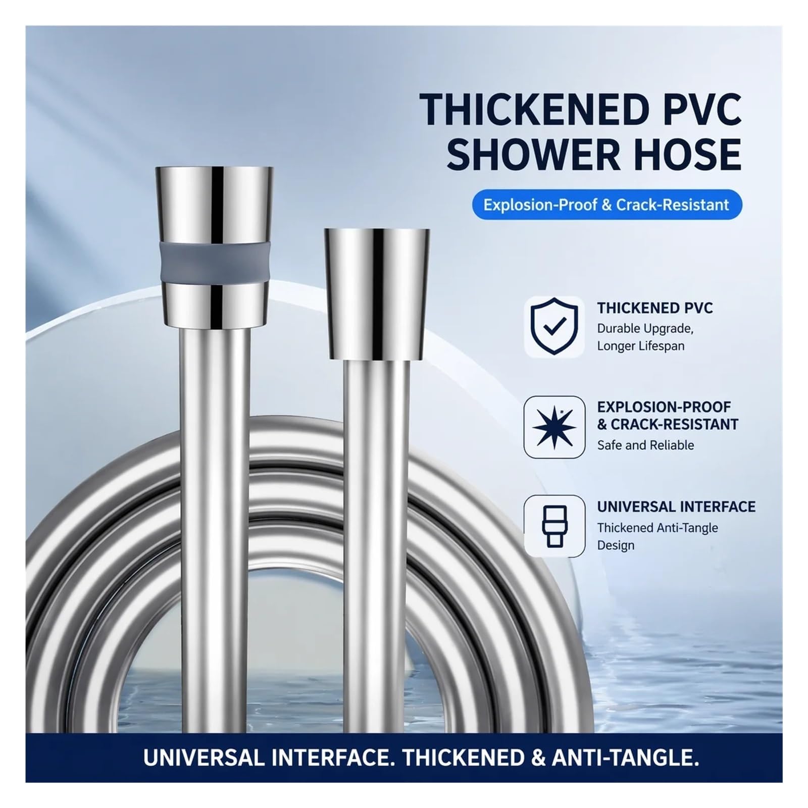 Manguera Ducha Manguera de ducha PVC suave Para Baño | Pipa de baño flexible antienredos giratoria Anti-explosión Titanio negro dorado mate(Brushed Gray)