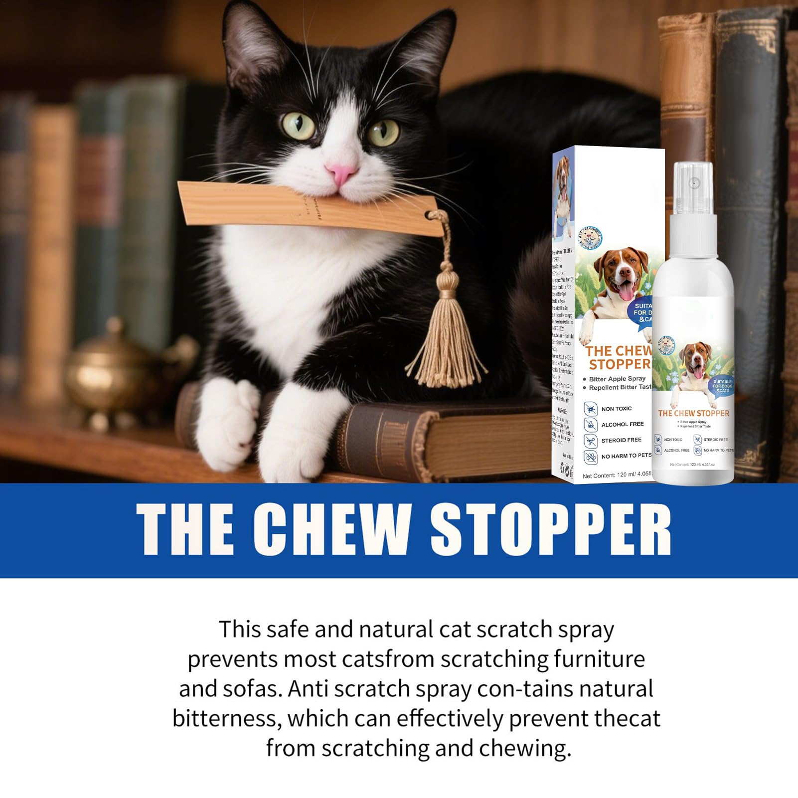 Spray anti-pipi pour chien | 120 ml pour chat – Aide au comportement pour l'urine, les déjections canines, meubles, tapis, maison, chiot, marquage, toilettes, aboiements, camping