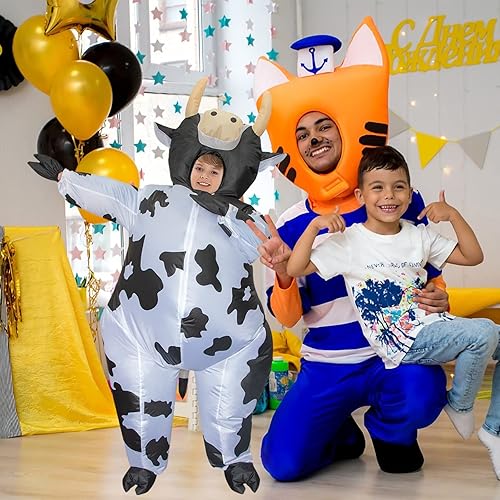 Miniatura 5 de Stegosaurus Disfraz inflable de vaca para niños, disfraces inflables de Halloween para niños, divertido traje de vaca para niños y niñas, fiesta de