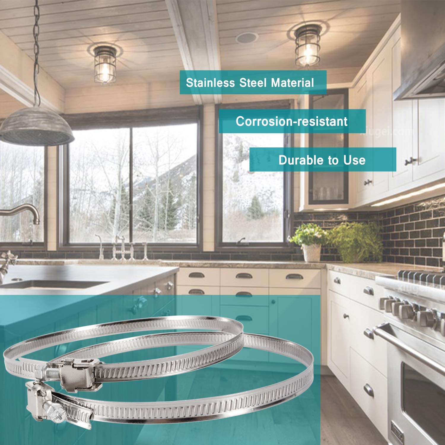 HG Power 2 pezzi Fascette Stringitubo 200 mm Acciaio Inox Morsetto per Tubo Flessibile Regolabile Diametro di 194-216 mm per Tubi di Ingresso e Uscita Delle Lavatrici, Tubi di Ventilazione