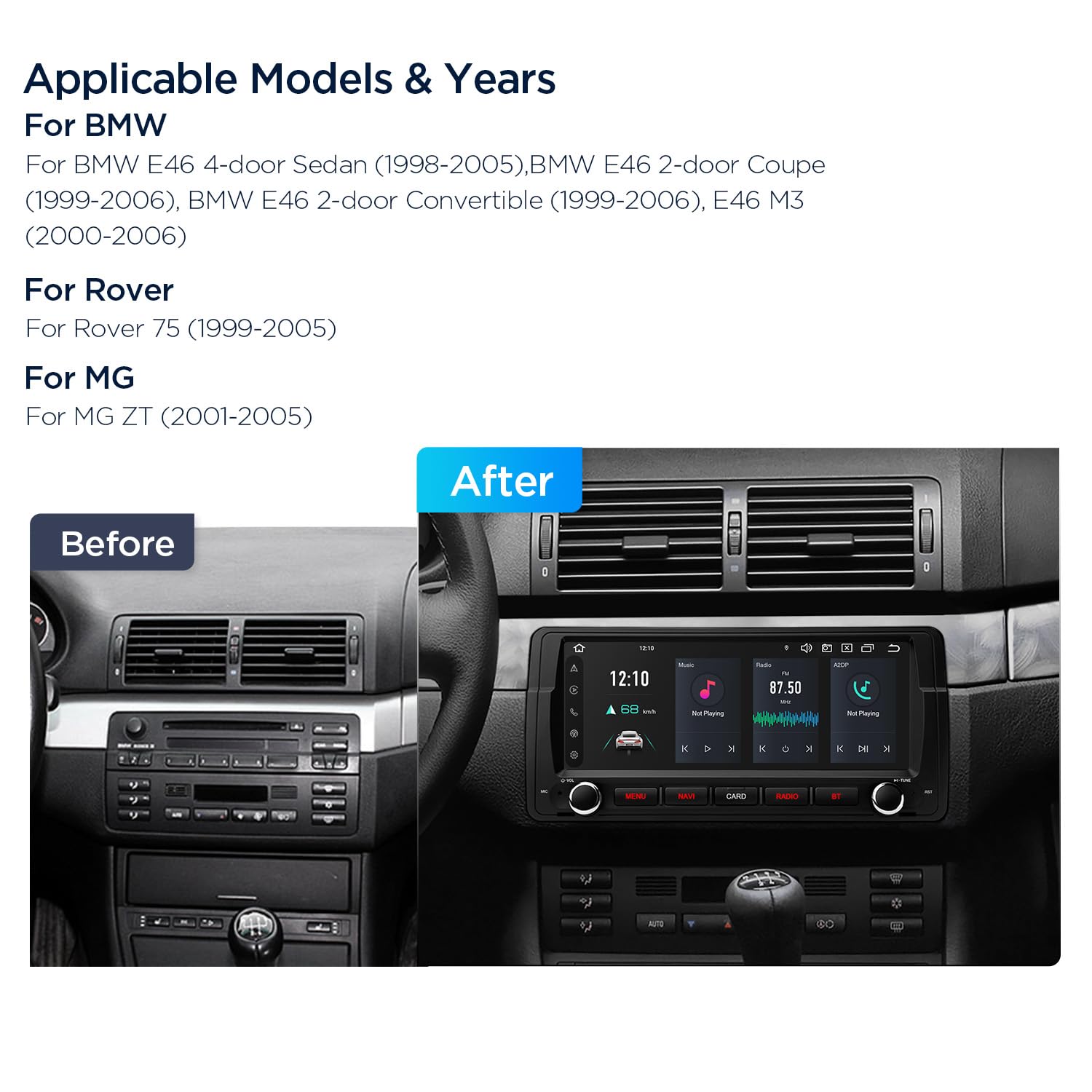 XTRONS 8.8 Inch Android 14 Car Stereo for BMW E46 (1998-2005), IPS Touch Screen 4+64GB Car Radio GPS Navigation Global 4G LTE Built-in DSP Head Unit Support Wireless CarPlay Android Auto