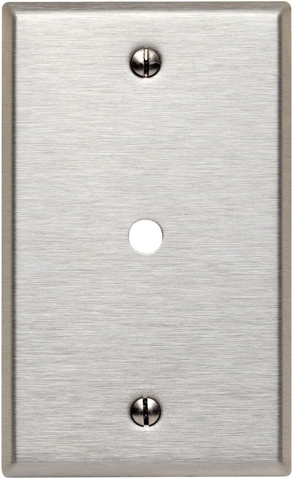 Leviton 1-Gang .312-Inch Hole Device Telephone/Cable Wallplate, Standard Size, Box Mount, Stainless Steel, 84013