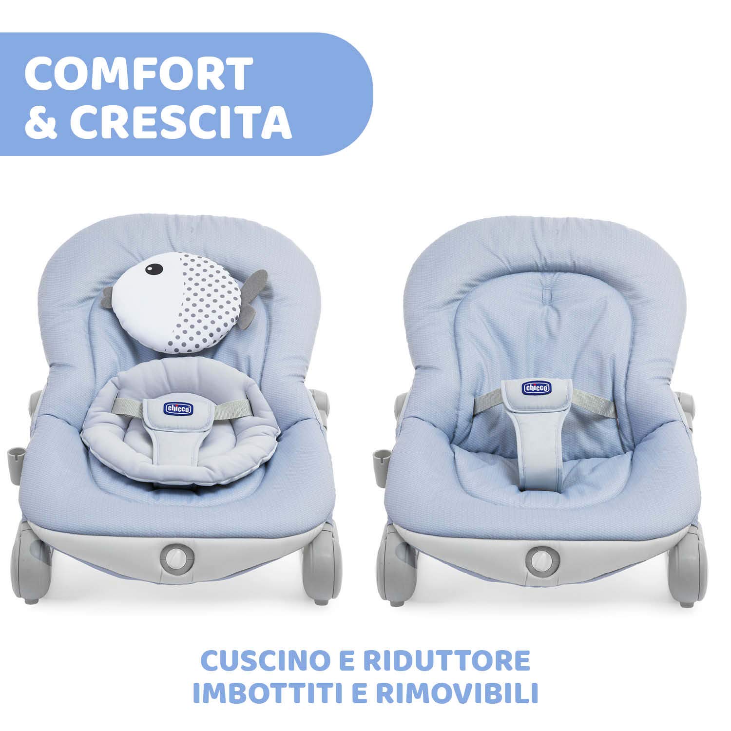 Chicco Balloon Sdraietta Neonati e Bambini Evolutiva 0 M-18 kg, Funzioni Dondolo e Poltroncina, Schienale Reclinabile, Chiusura Compatta, Vibrazione, Gioco Elettronico Interattivo, Luci e Suoni