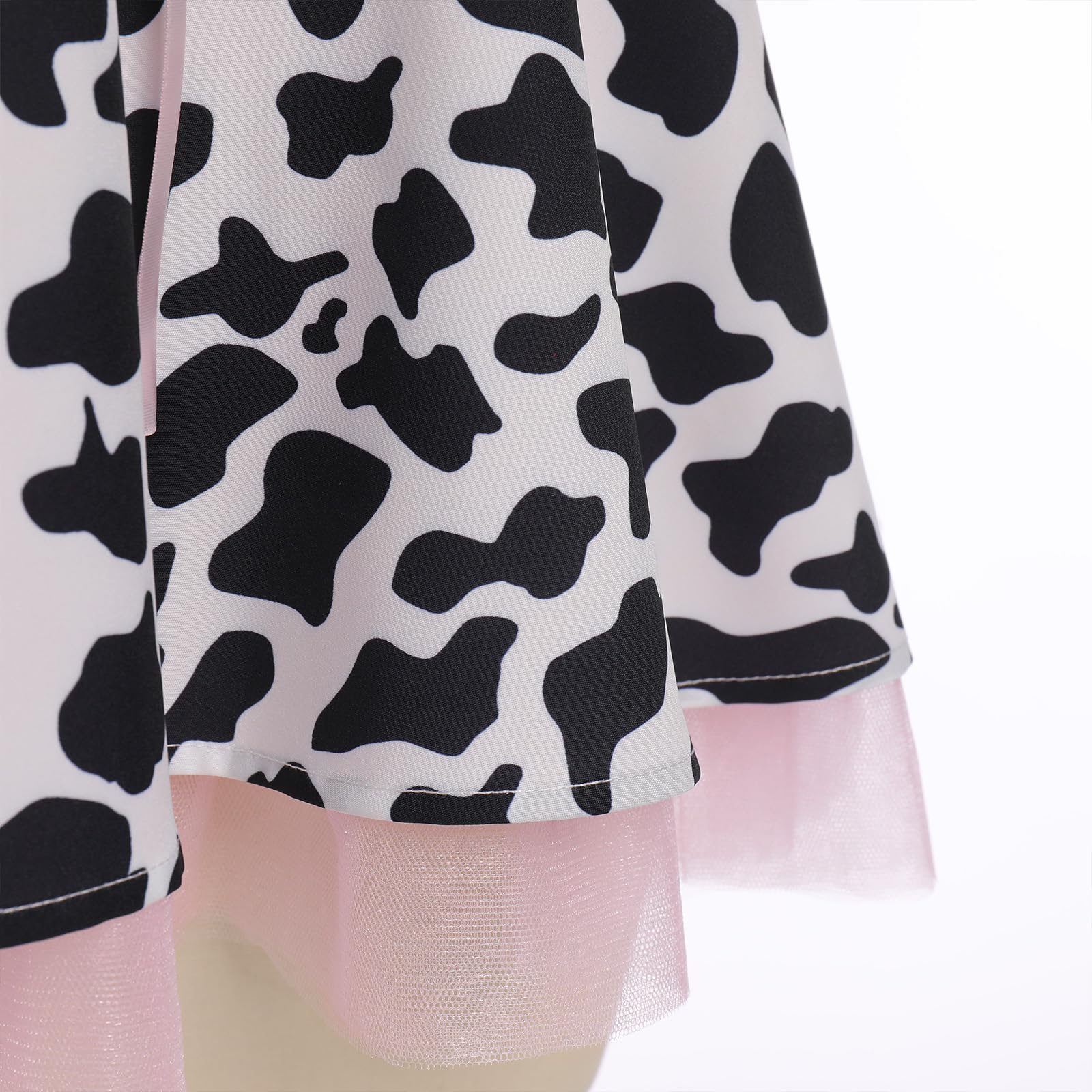 Women Cow Halloween Costume Cow Print Dress + Headband + Bowtie Anime Animals Cosplay Outfit 3 Piece Set