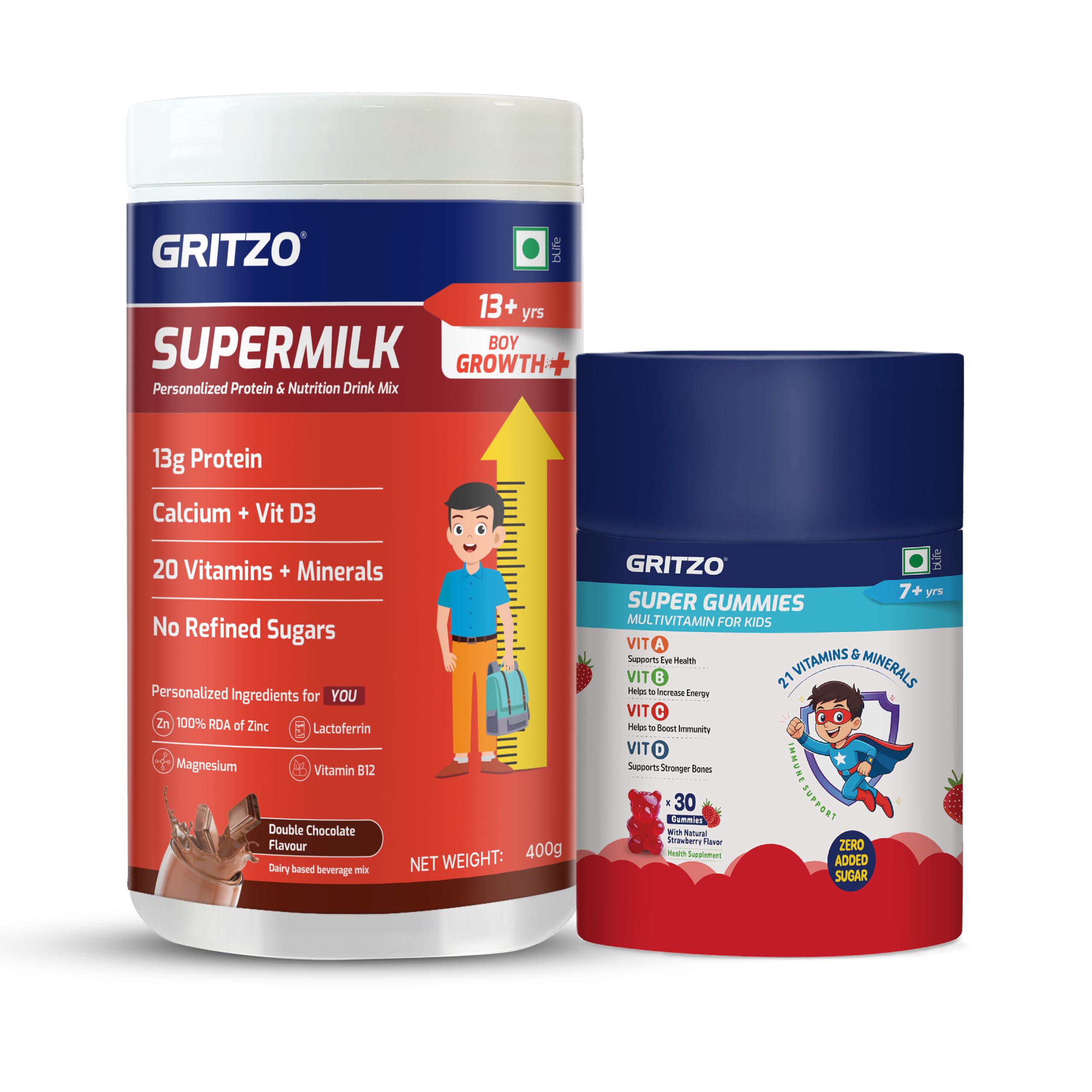 Gritzo SuperMilk Growth+ (13+ Boy), Double Chocolate, 400g — Amazon image 10