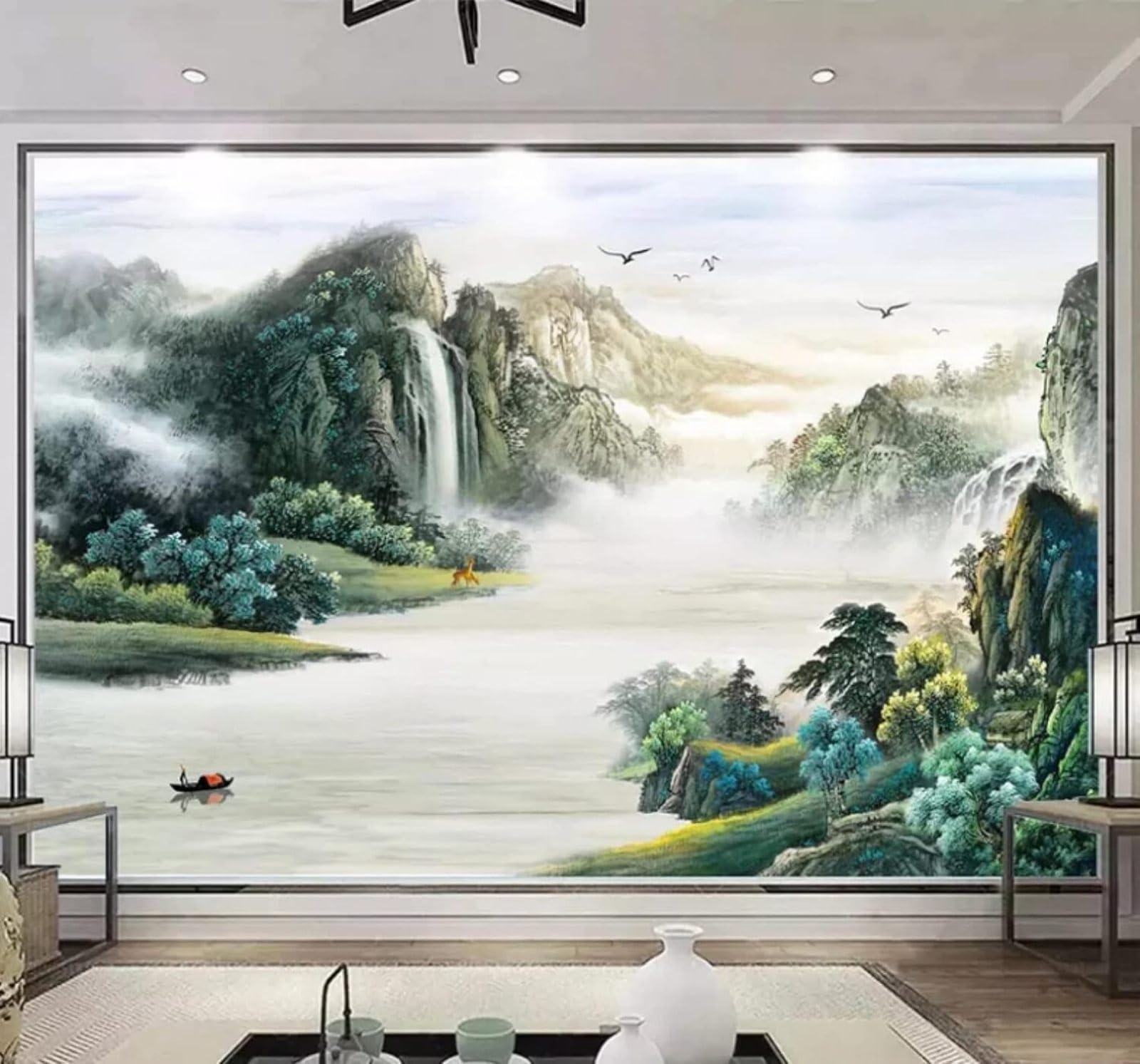 XLMING Fresh Beautiful Ink Wash Landscape Scenery 3D Wallpaper Luxury Home Dining Decor Paste Sofa Living Room The Wall for Bedroom Mural-300cm×210cm